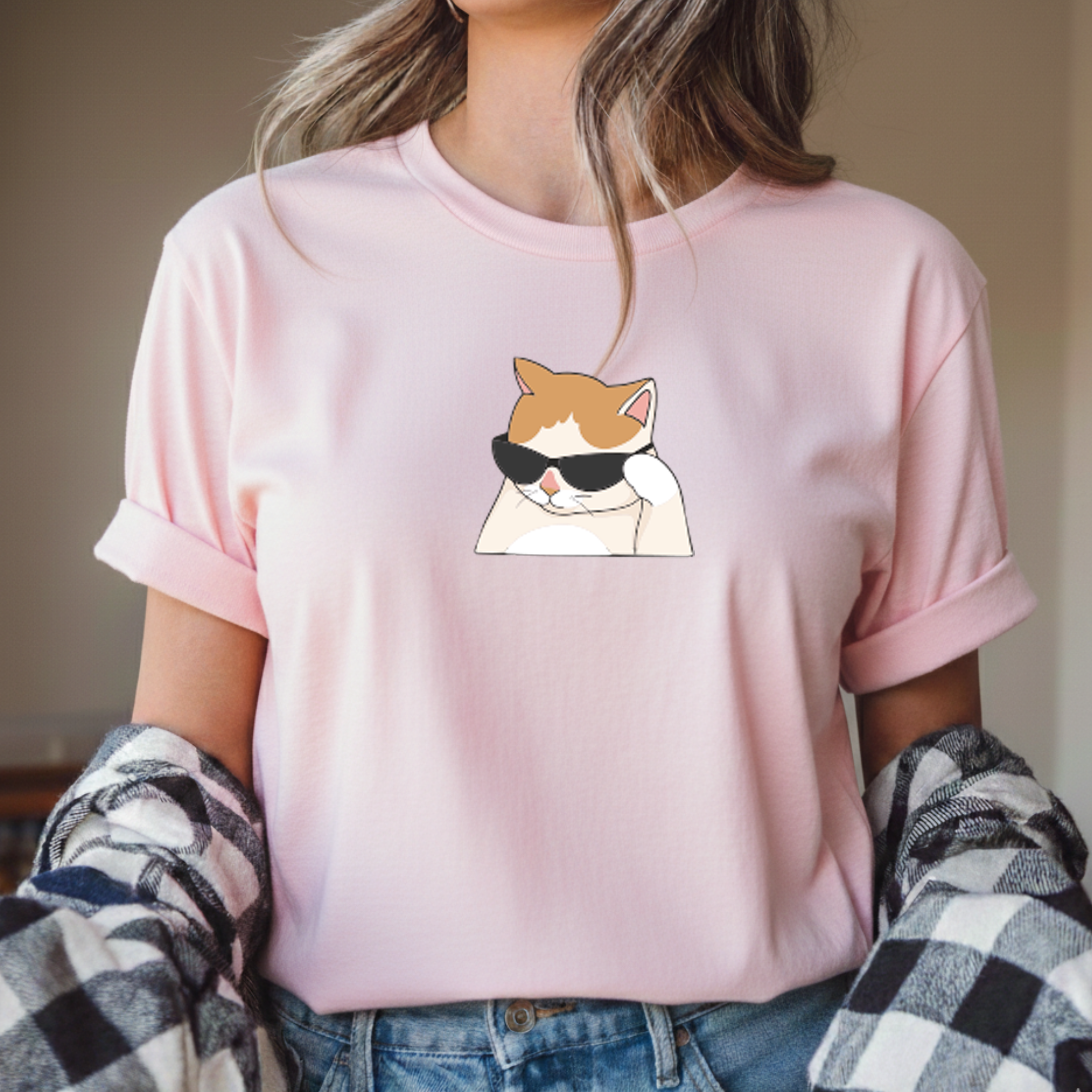 T-shirt "Cat óculos" 100% Algodão Premium 190g
