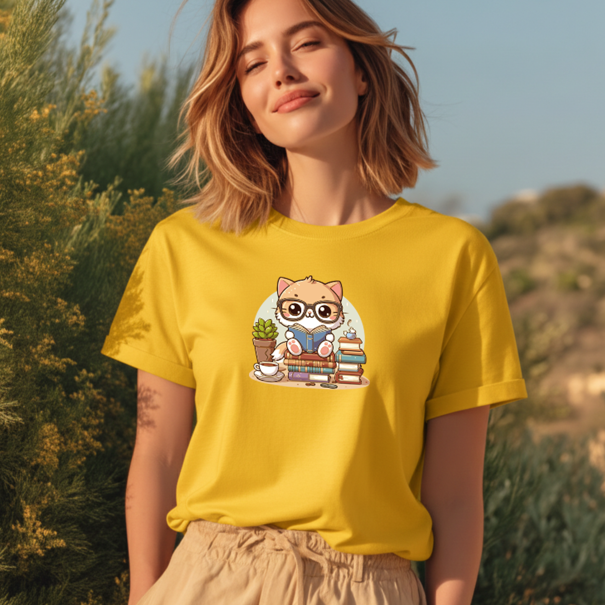 T-shirt "Cats Books" 100% Algodão Premium 190g