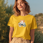 T-shirt "Cat Books" 100% Algodão 190g - JM Collection