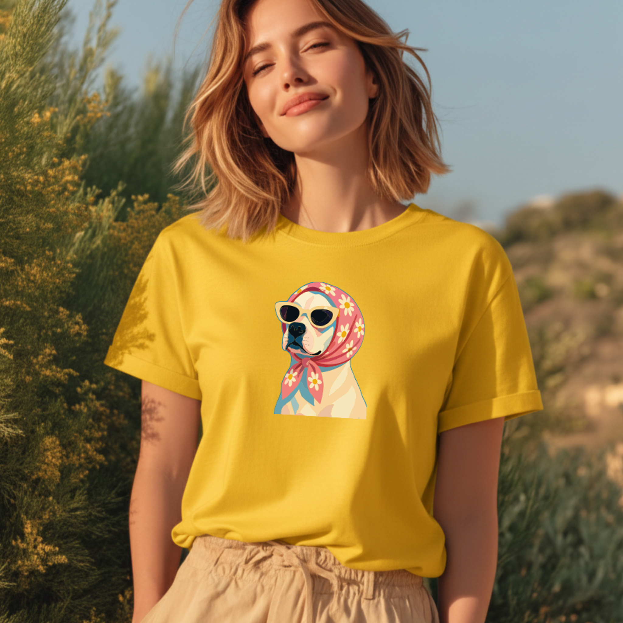 T-shirt "Dog óculos" 100% Algodão Premium 190g