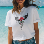 T-shirt Floral "Rosa" 100% Algodão Premium 190g