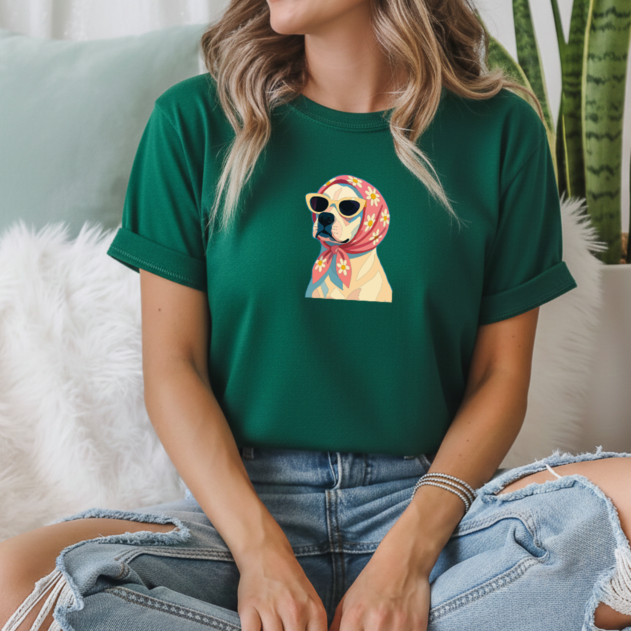 T-shirt "Dog óculos" 100% Algodão Premium 190g