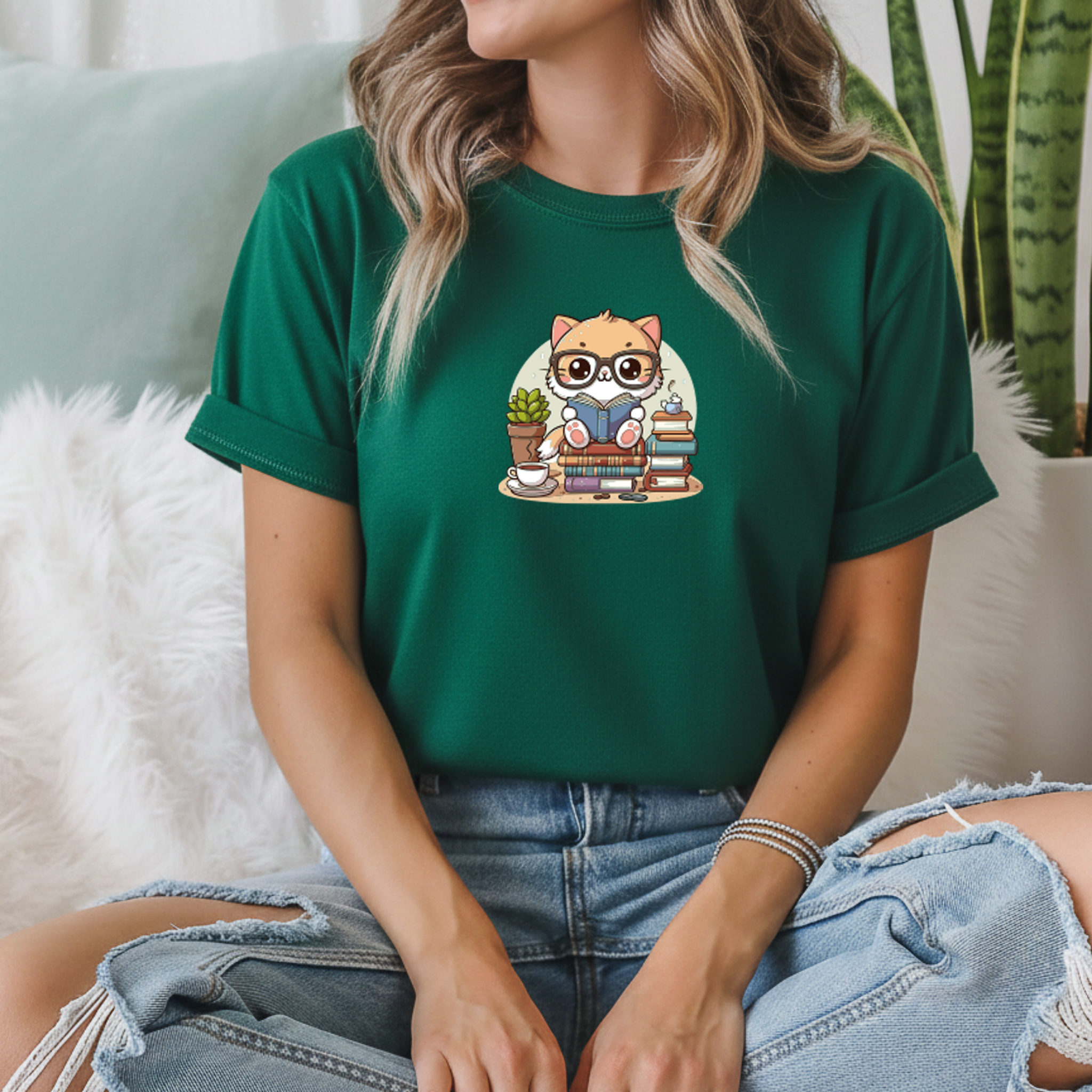 T-shirt "Cats Books" 100% Algodão Premium 190g