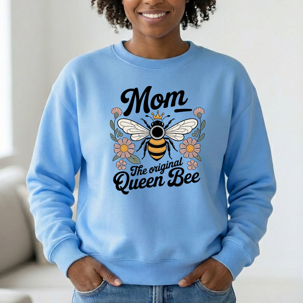 Camisola Dia da Mãe "Mom Queen Bee" O Abraço Mais Quente e Macio