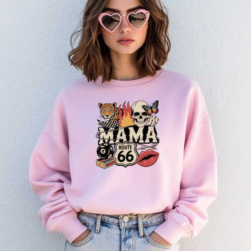 Camisola rosa dia da mae dia da mulher MAMA rota 66