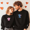 Sweatshirt Stitch & Angel Casal Personalizada (Com Iniciais na Manga)