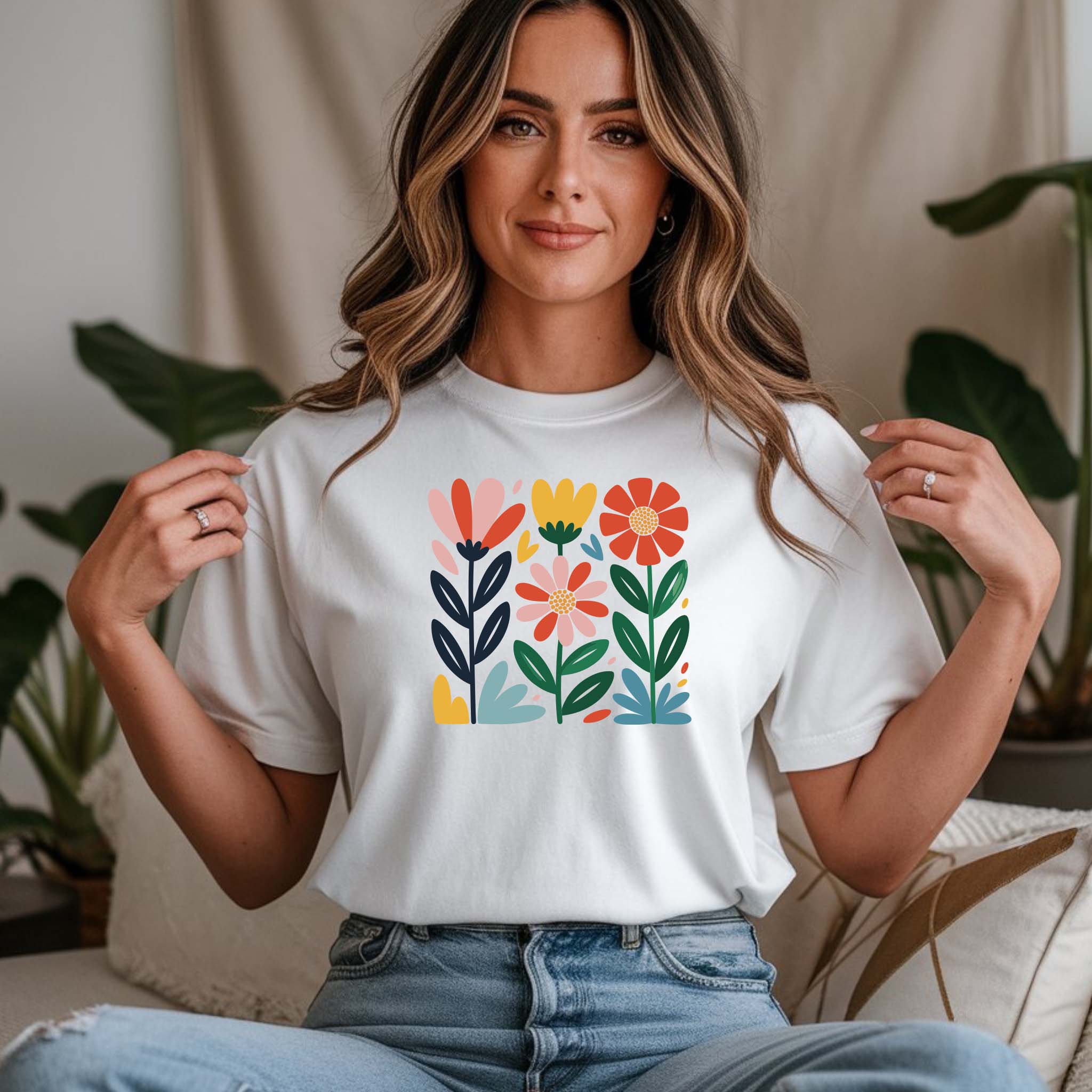 T-shirt Floral 100% Algodão Premium 190g