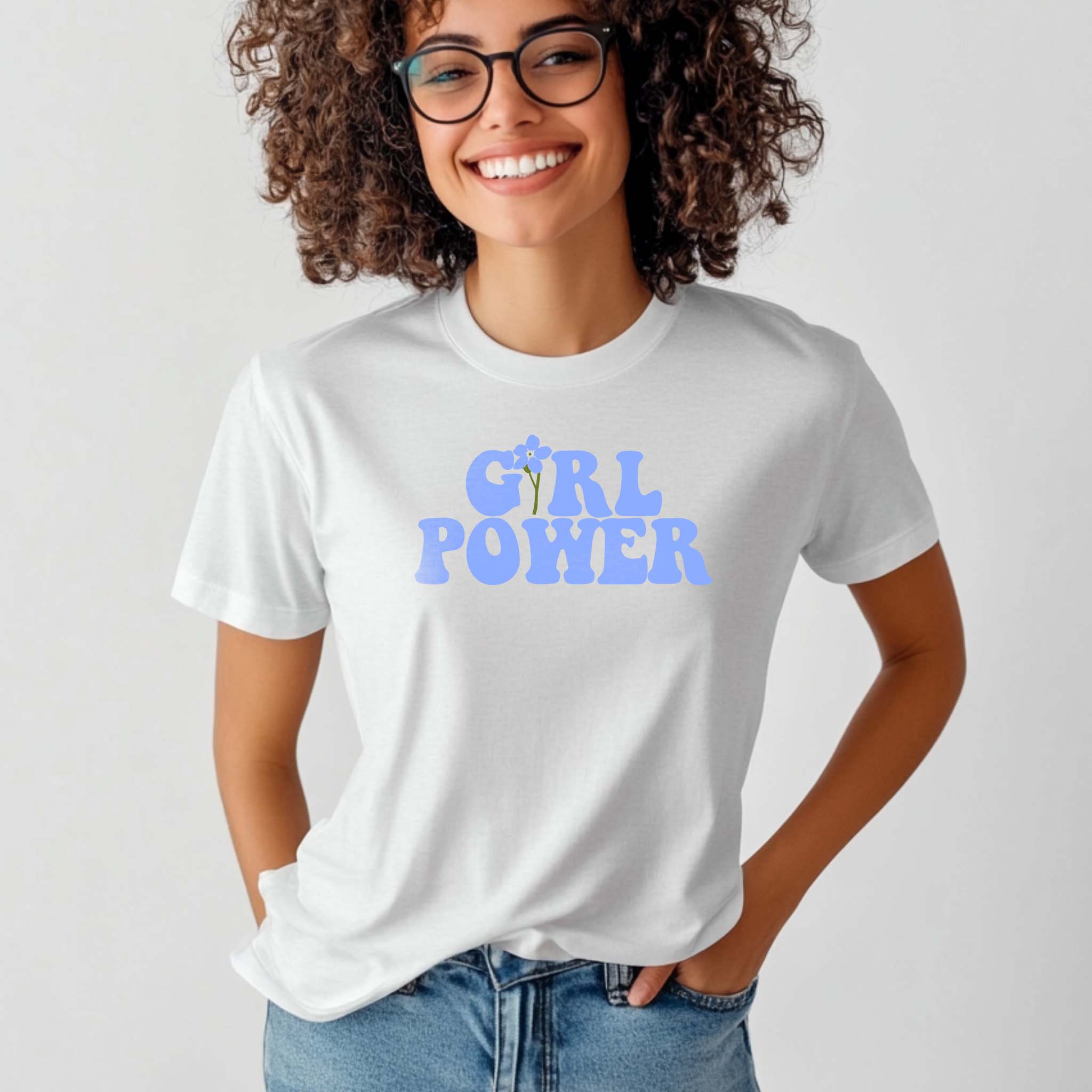 T-shirt Floral "Girl Power" 100% Algodão Premium