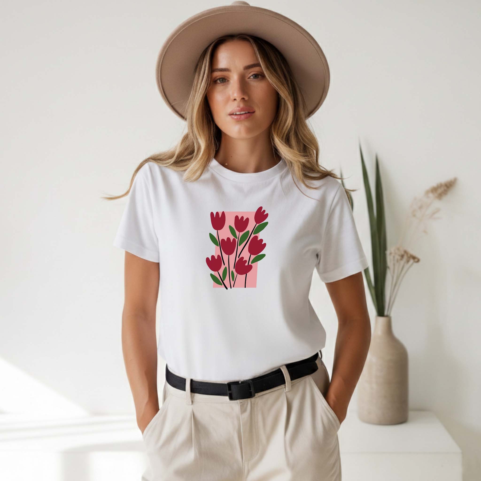 T-shirt "Tulipas" 100% Algodão Premium 190g - Coleção Floral