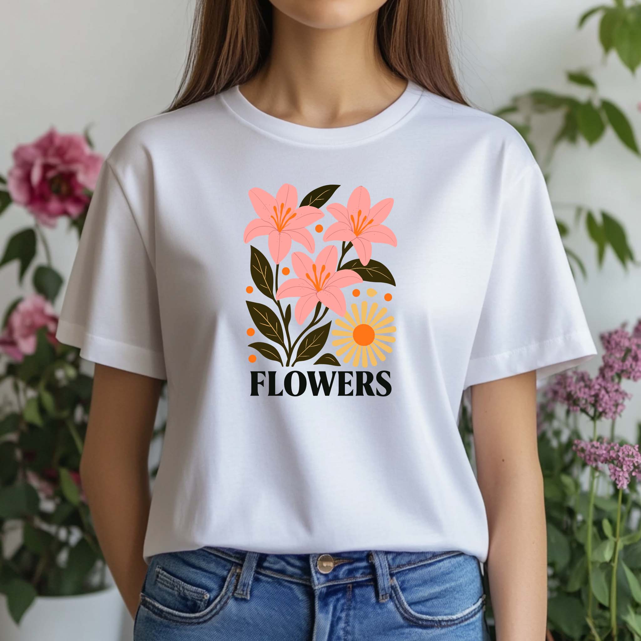 T-shirt "Flowers" 100% Algodão Premium 190g - Coleção Floral