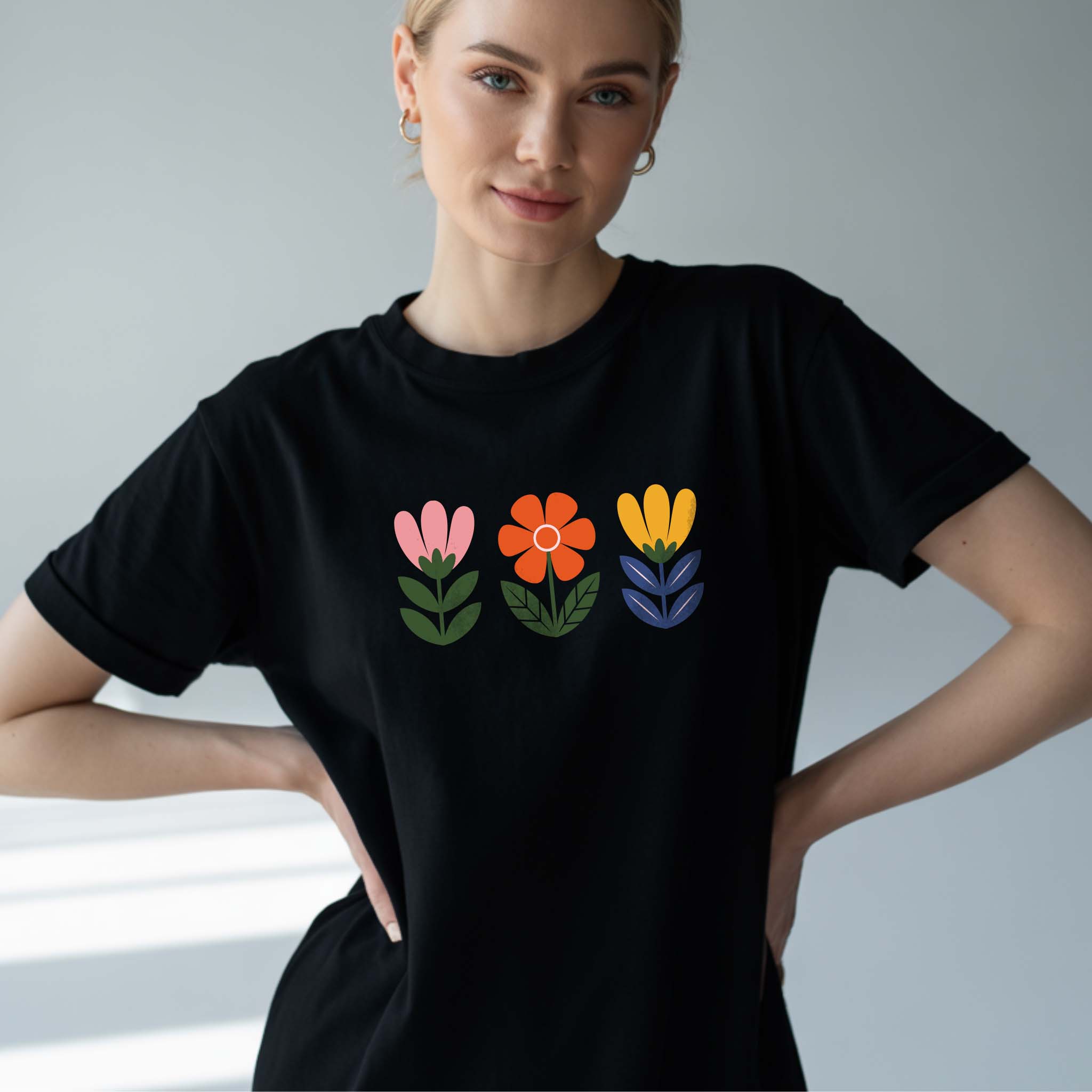 T-shirt Floral 100% Algodão Premium 190g