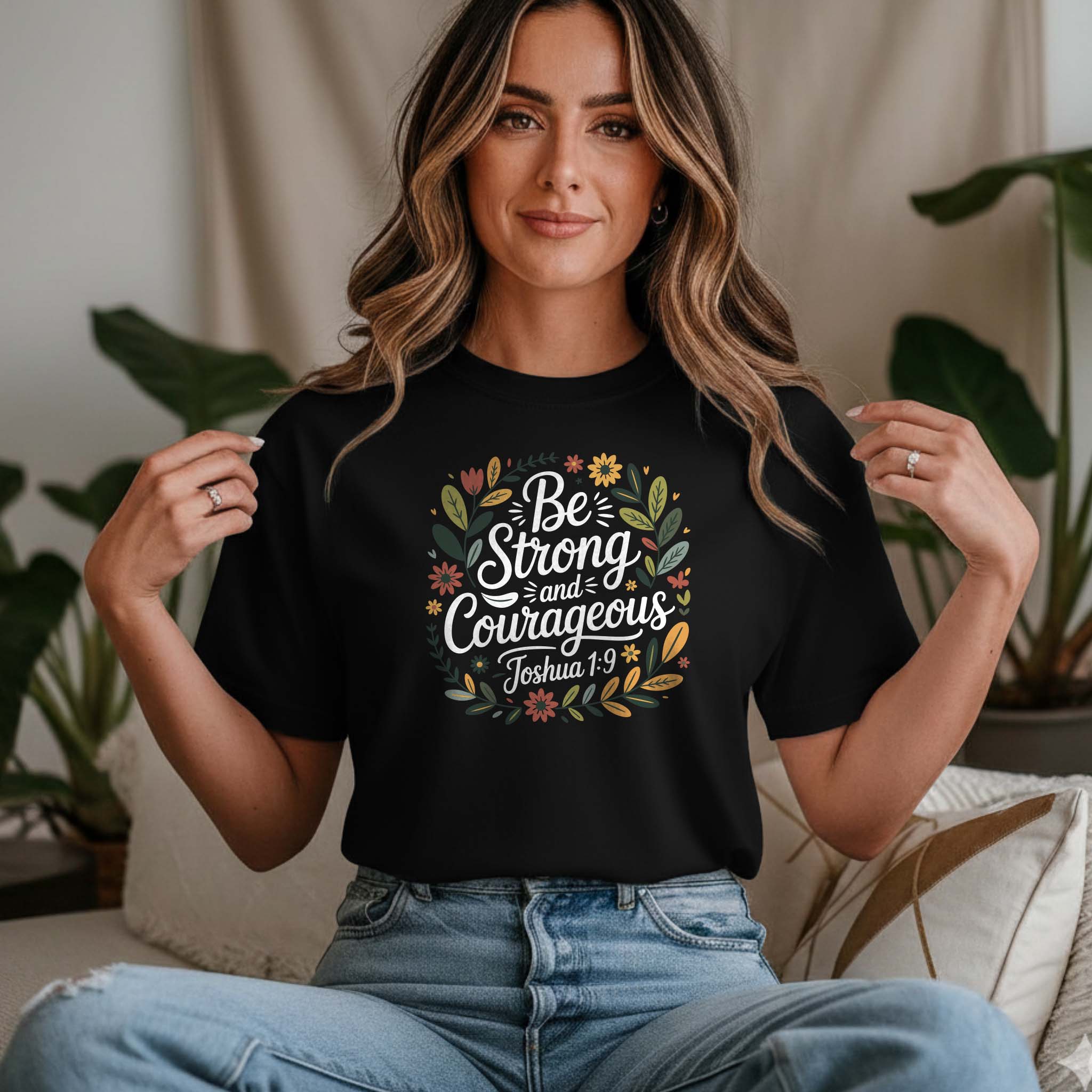 T-shirt "Be Strong and Courageous" Joshua 1:9 | 100% Algodão Premium