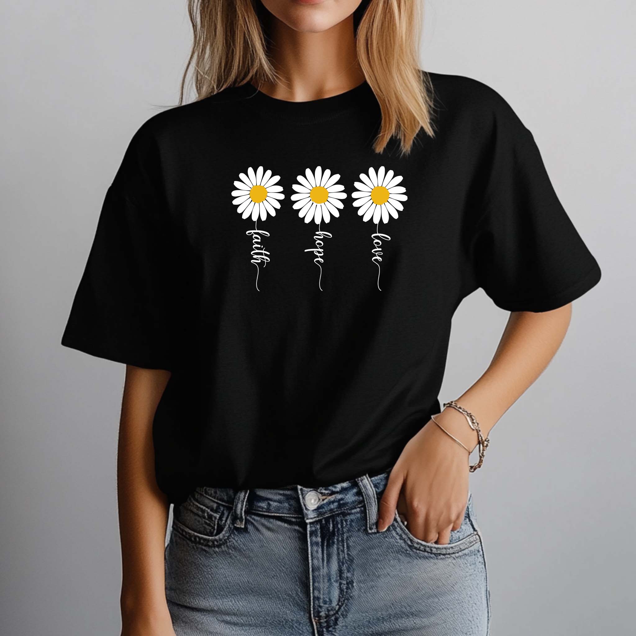 T-shirt Floral "Love - Hope" 100% Algodão Premium 190g