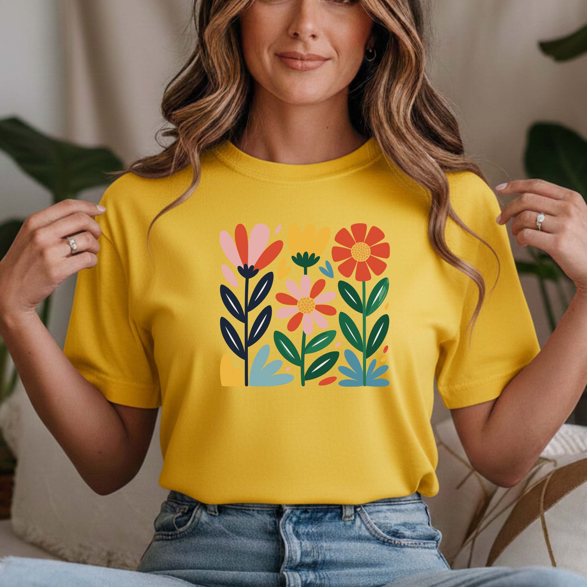 T-shirt Floral 100% Algodão Premium 190g