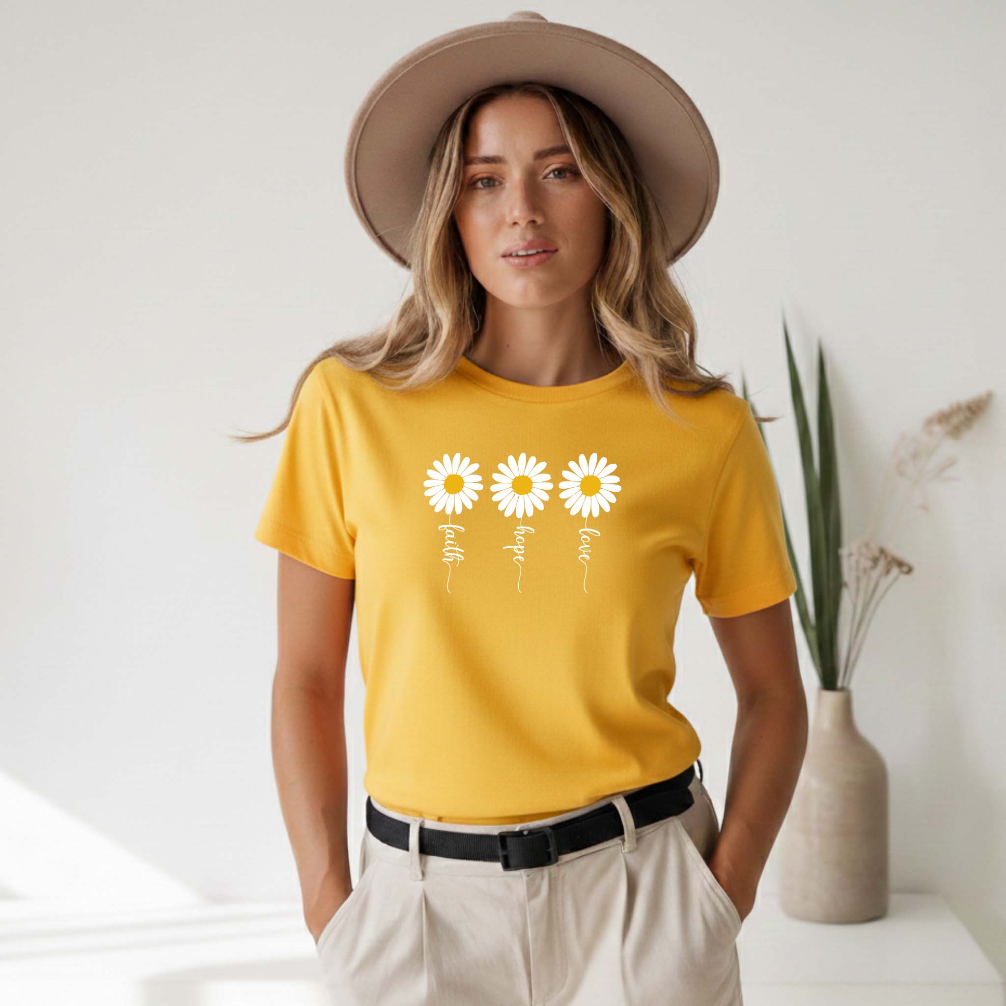 T-shirt Floral "Love - Hope" 100% Algodão Premium 190g