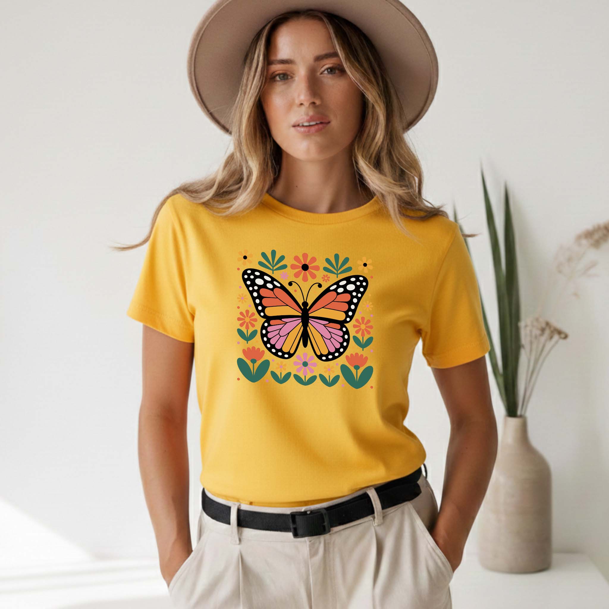 T-shirt Floral "Borboleta" 100% Algodão Premium 190g