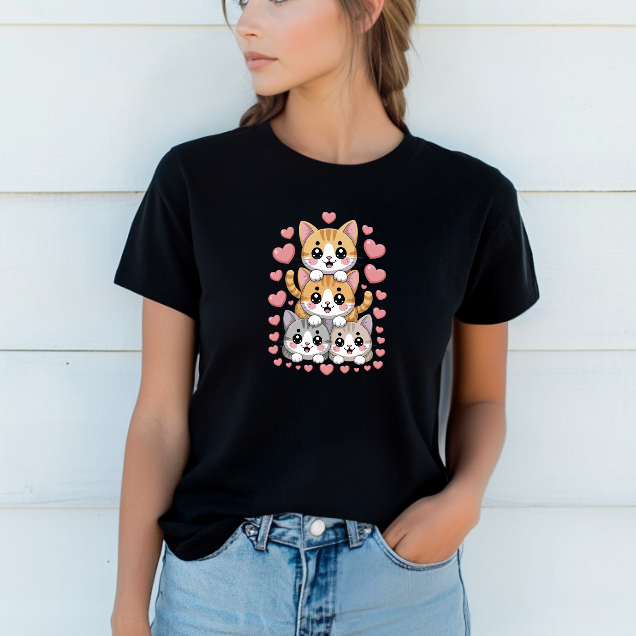T-shirt "Cats" 100% Algodão