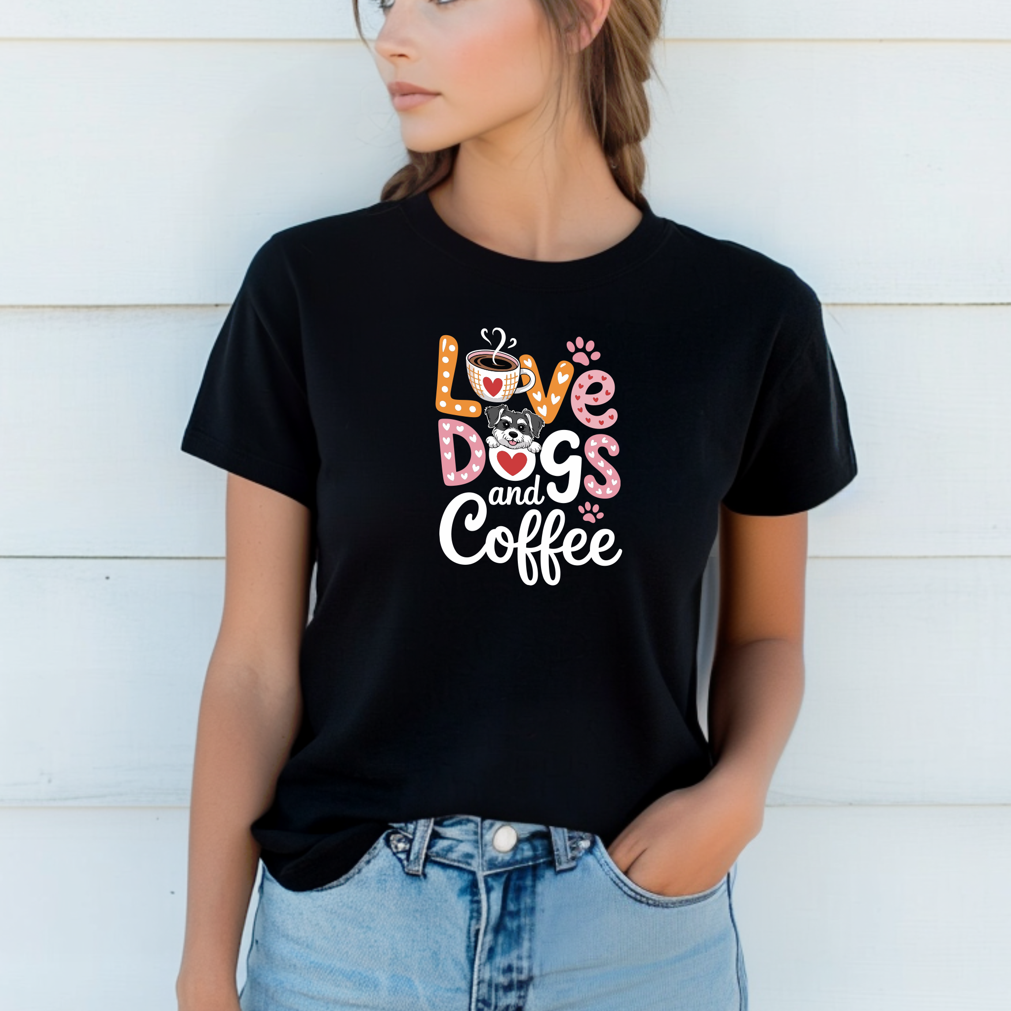 T-shirt "Dogs Coffee" 100% Algodão Premium 190g