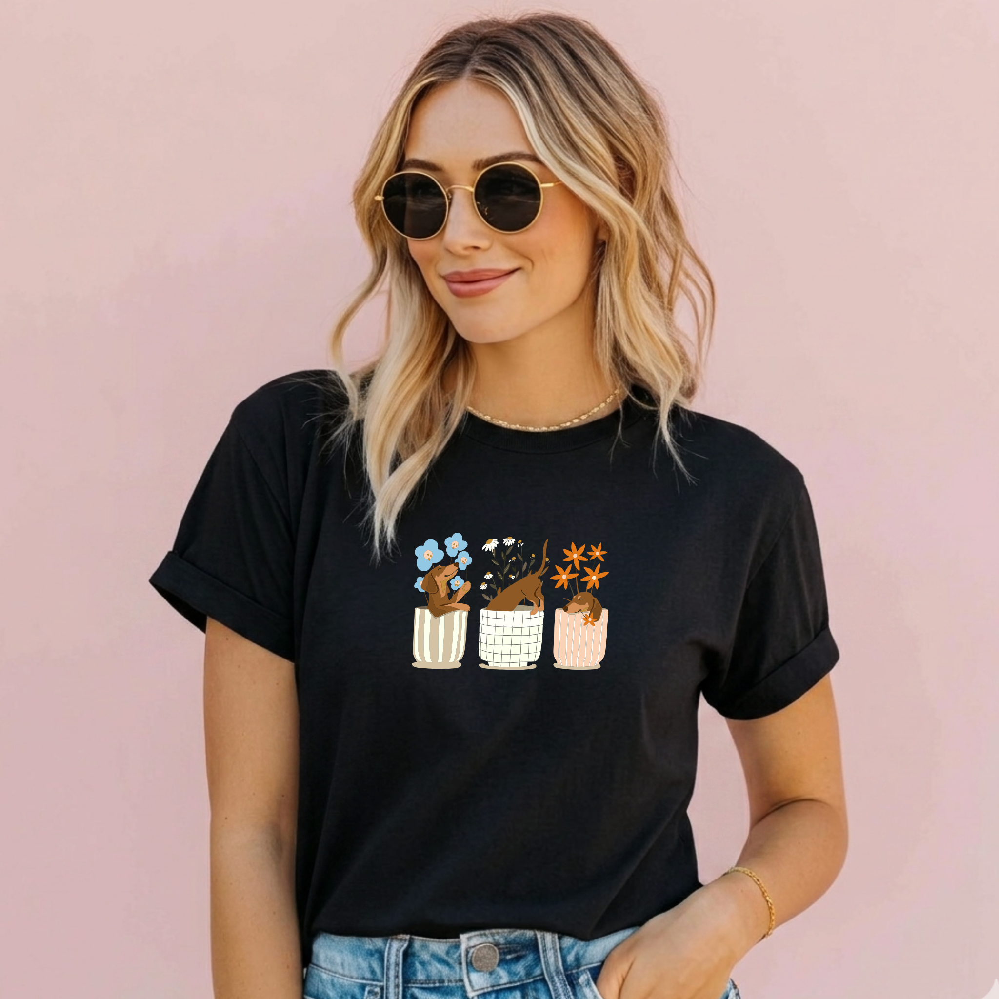 T-shirt "Dogs Flores" 100% Algodão Premium 190g