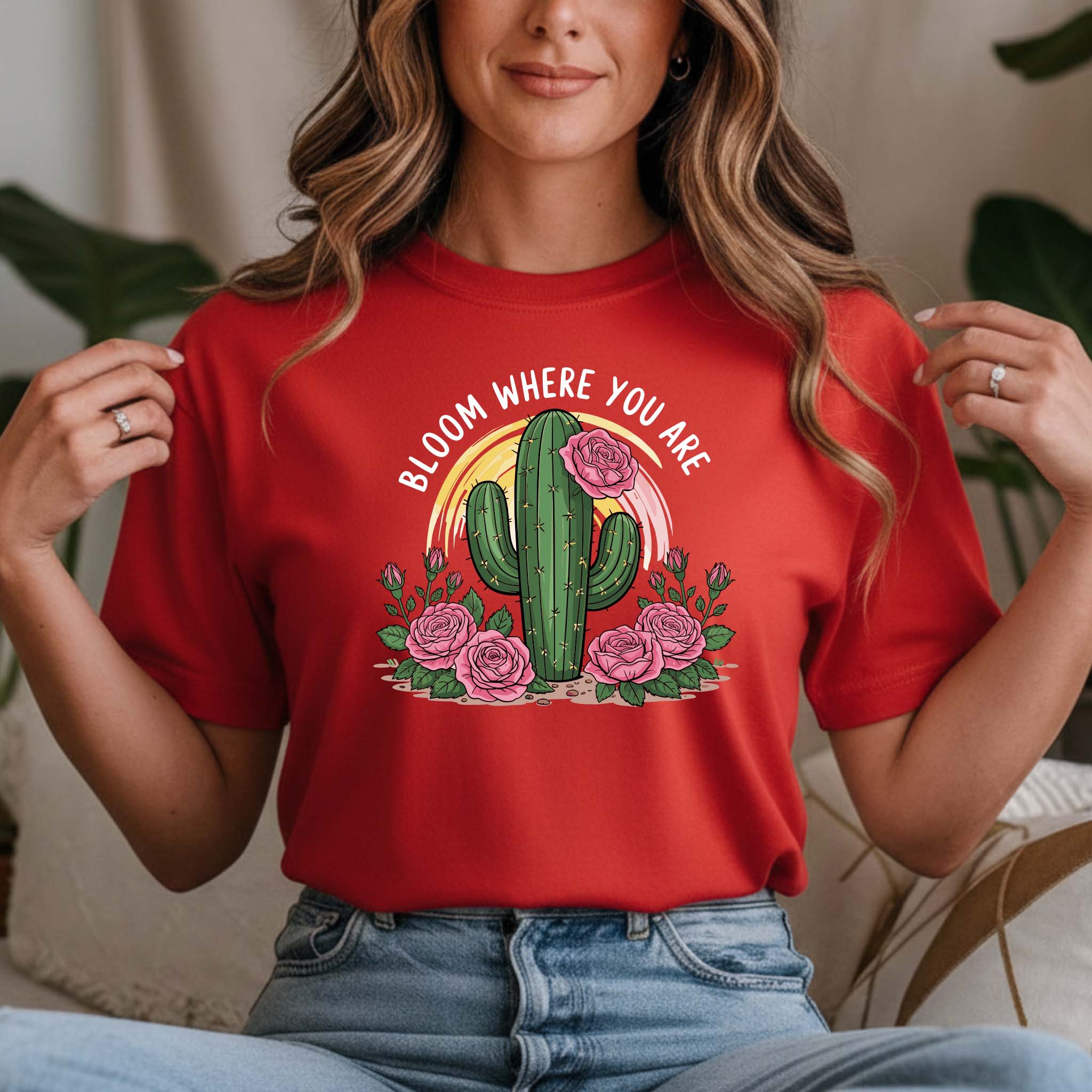 T-shirt Floral "Bloom Where You Are" 100% Algodão Premium 190g