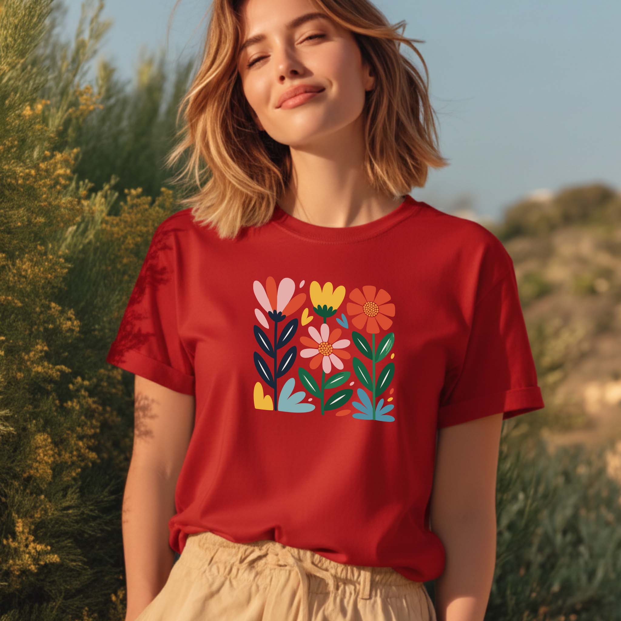 T-shirt Floral 100% Algodão Premium 190g