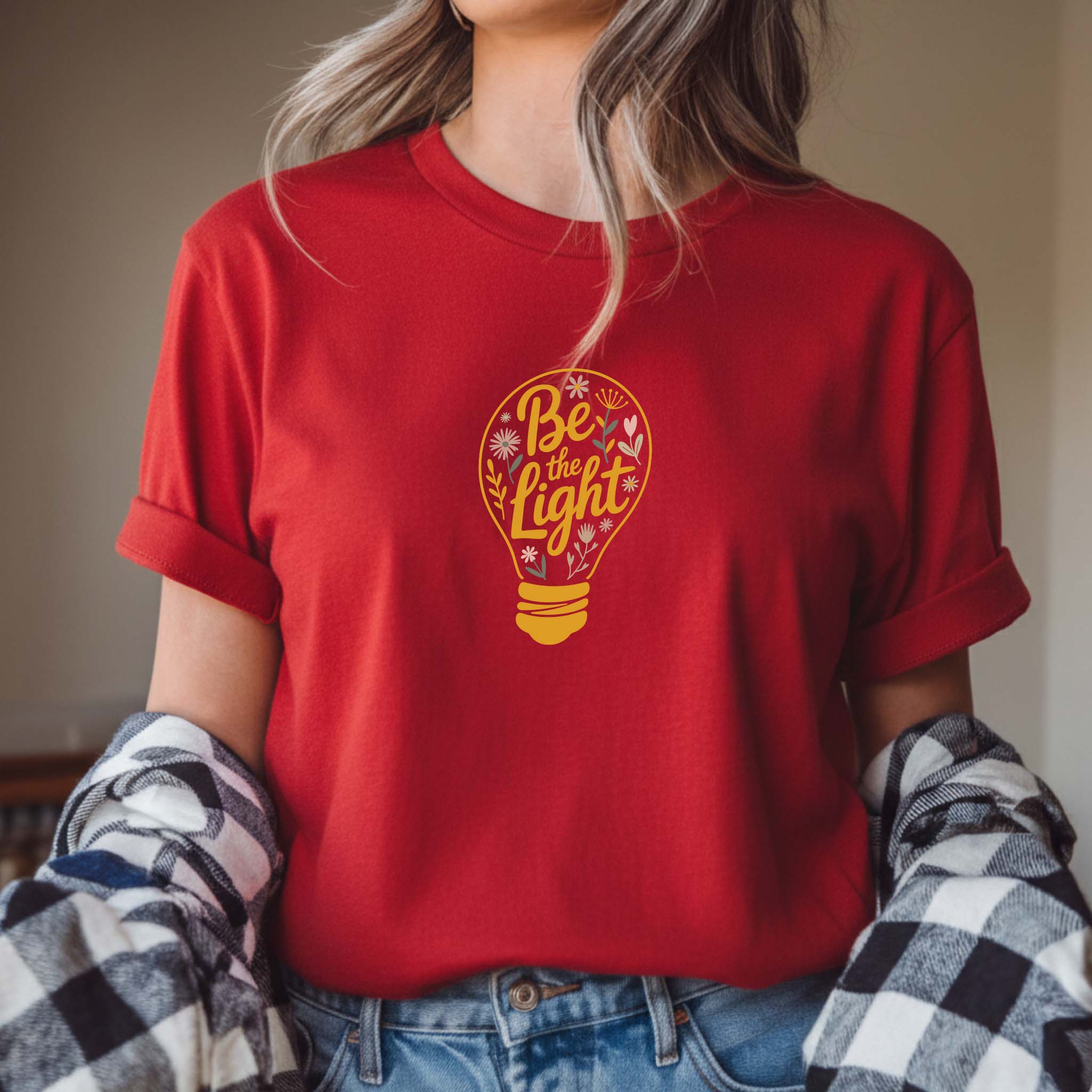 T-shirt "Be the Light" 100% Algodão Premium 190g - Coleção Floral