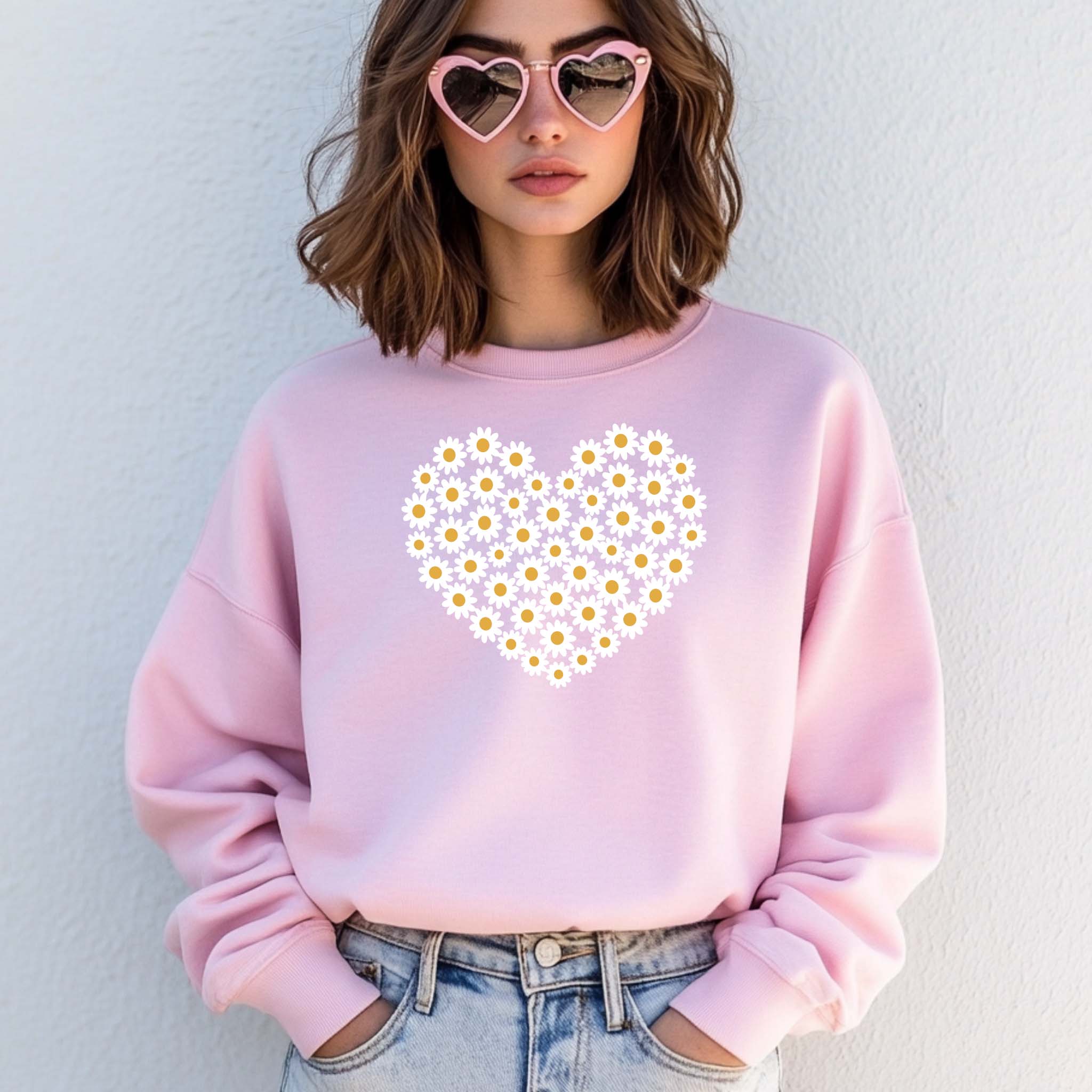 Camisola Floral Coração | Sweatshirt Premium 290g