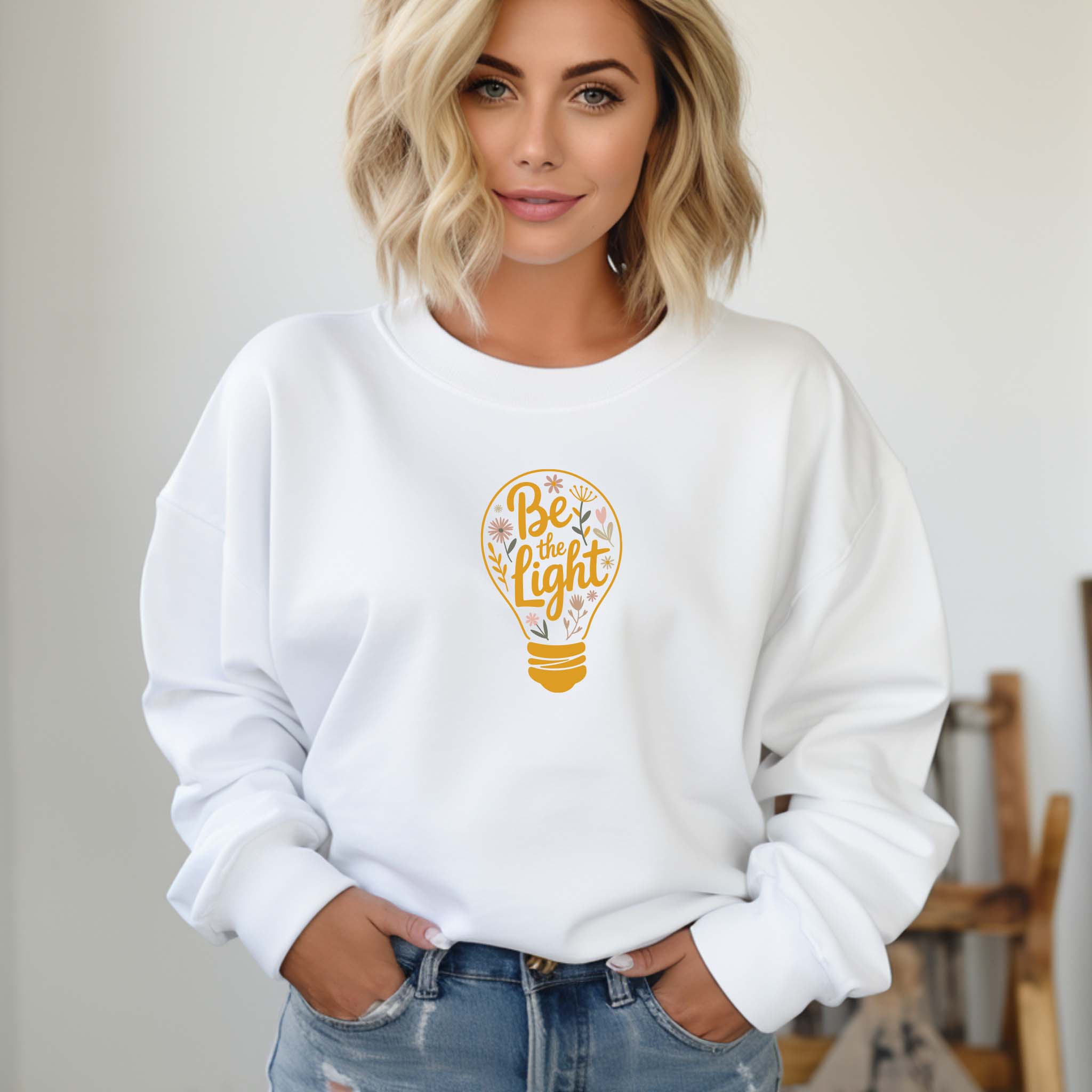 Camisola "Be the light" | Sweatshirt Premium 290g | Coleção Florais