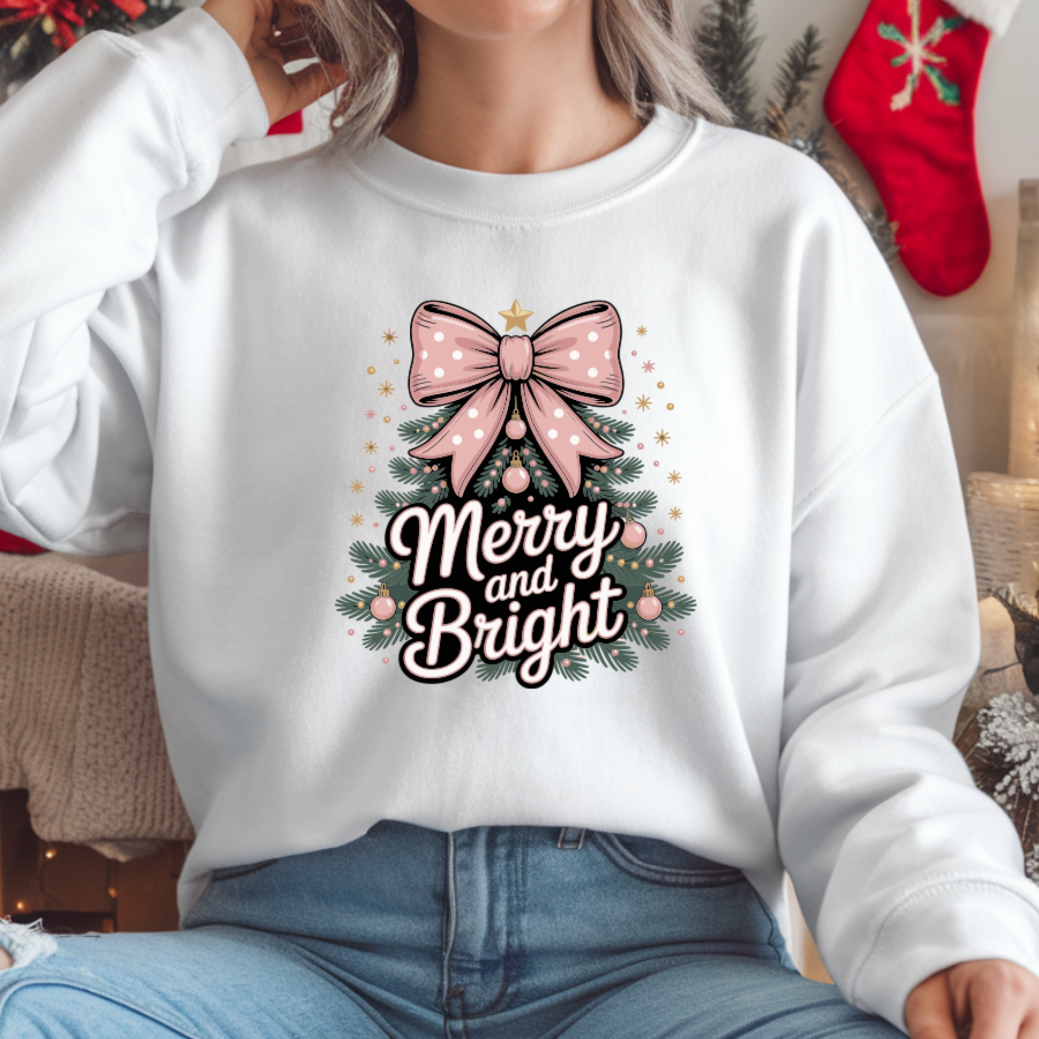 Camisola Natal "Merry and Bright" | Sweatshirt Premium 290g | Coleção Natal