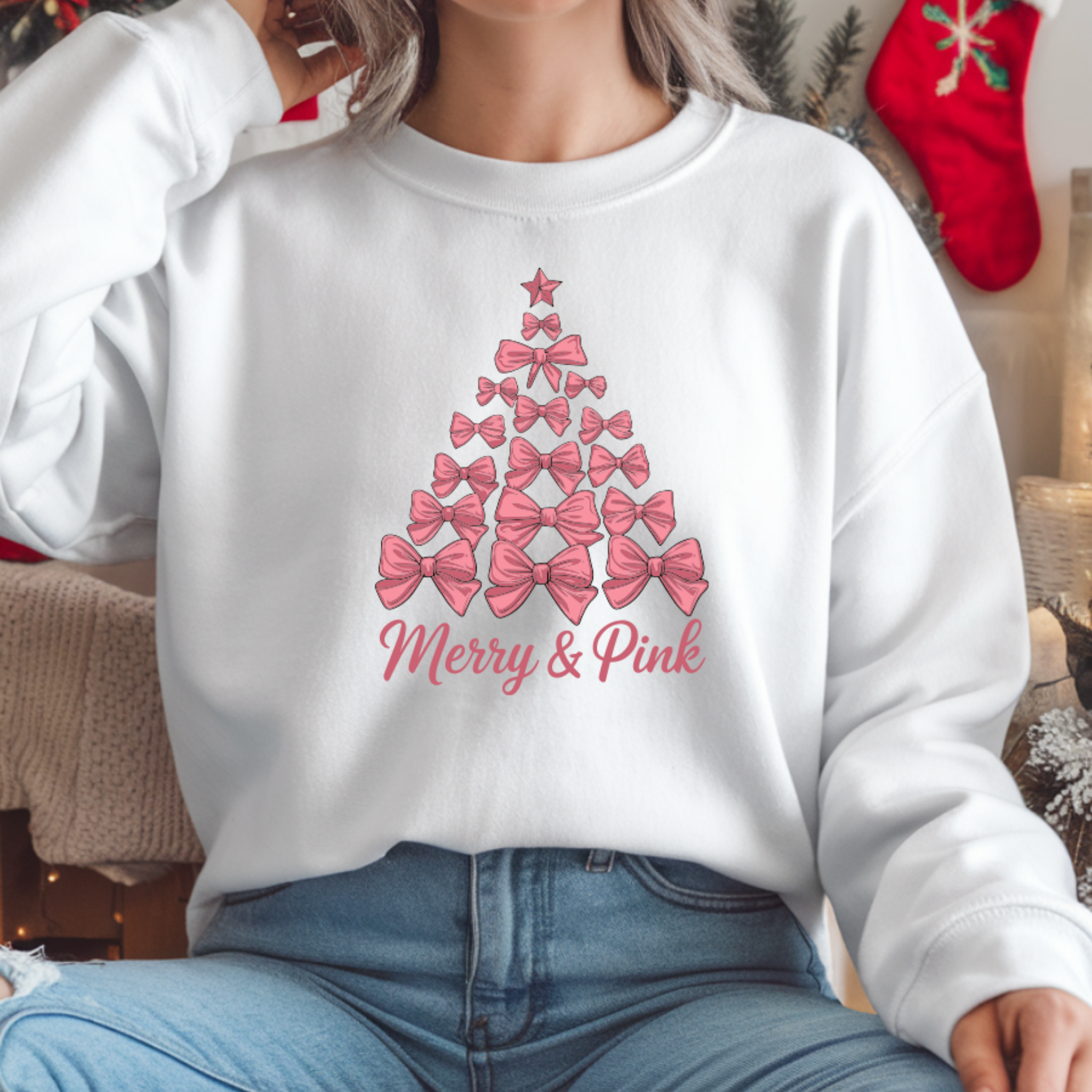 Sweatshirt Natal "Merry e Pink" | Sweatshirt 290g - Coleção Natal