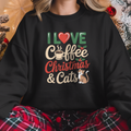 Camisola Natal "Christmas Coffee Cats" | Sweatshirt Premium 290g | Coleção Natal