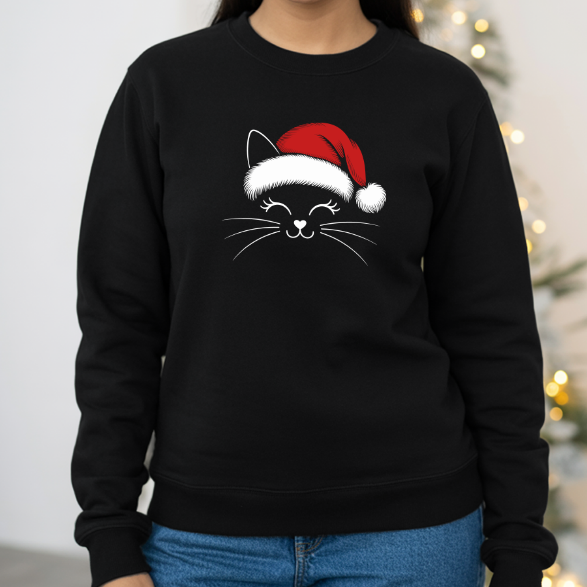 Camisola Natal "Cat Christmas" | Sweatshirt Premium 290g | Coleção Natal