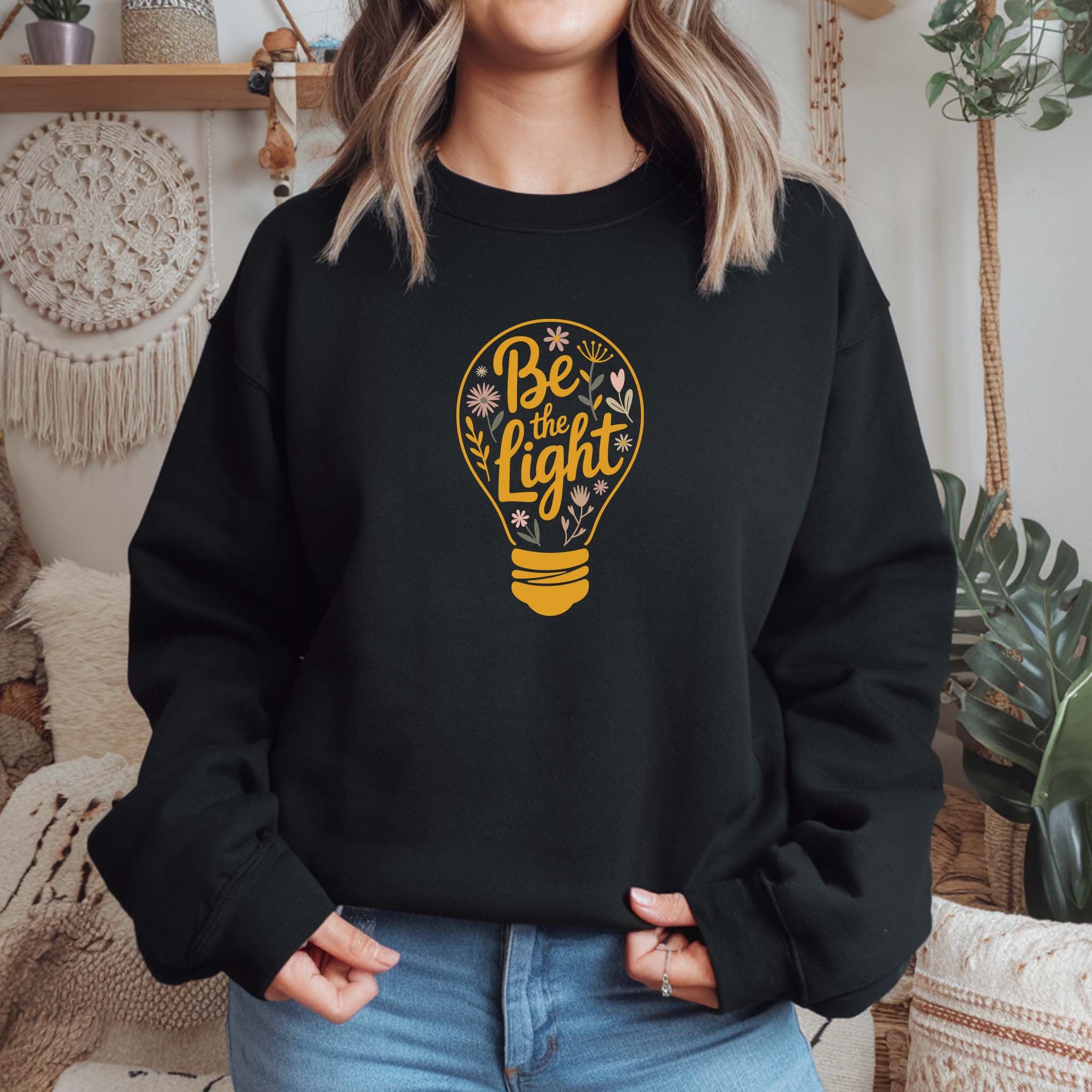 Camisola "Be the light" | Sweatshirt Premium 290g | Coleção Florais