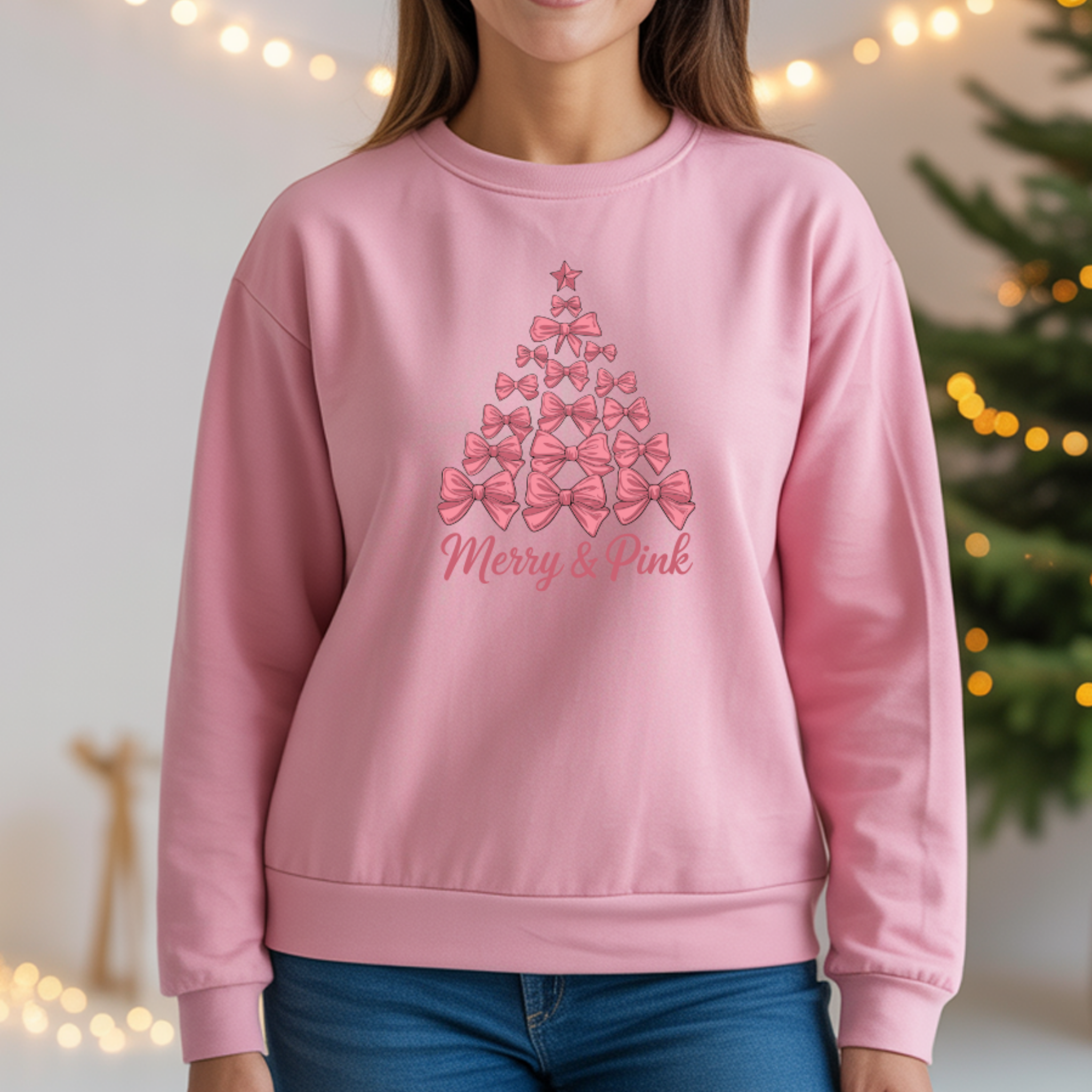 Sweatshirt Natal "Merry e Pink" | Sweatshirt 290g - Coleção Natal