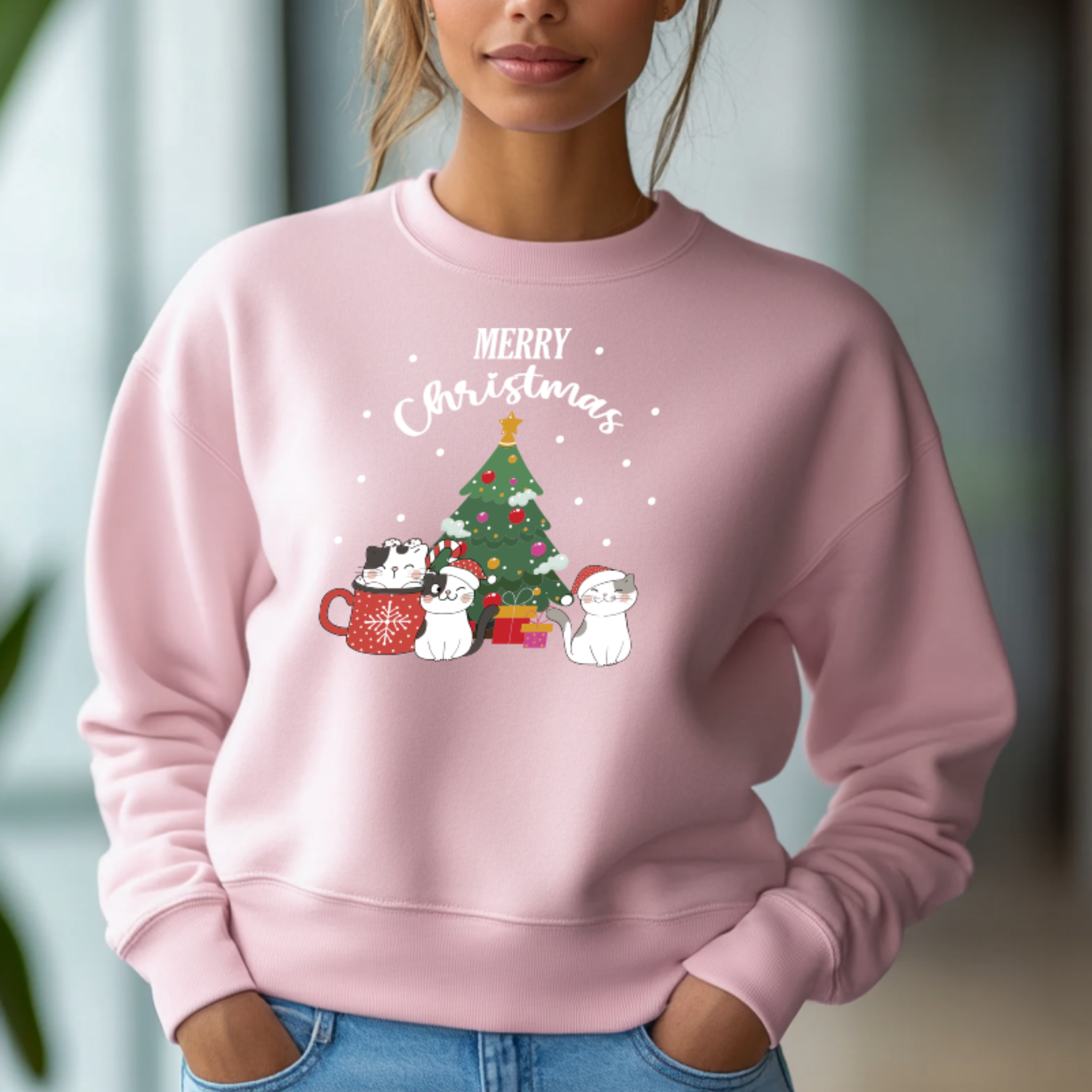 Sweatshirt "Cat Natal" | Camisola Premium 290g | Coleção Natal