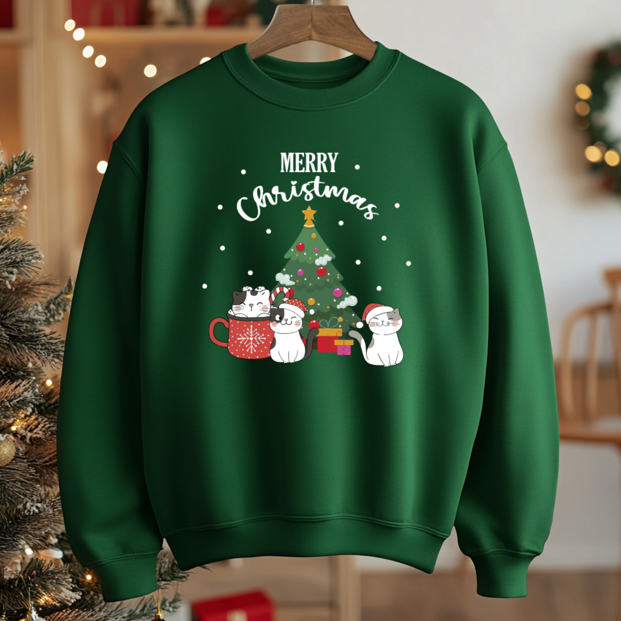 Camisola Natal "Christmas" Cats | Sweatshirt Premium 290g - Coleção Natal