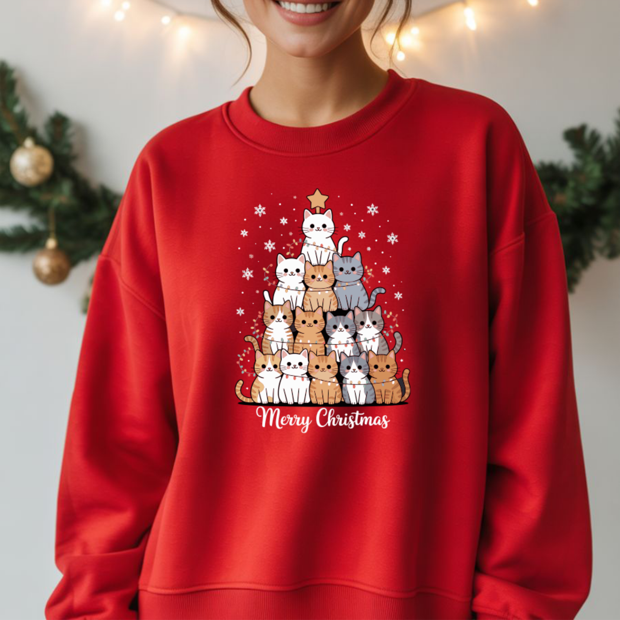 Camisola "Cat Christmas" | Sweatshirt Premium 290g | Coleção Natal