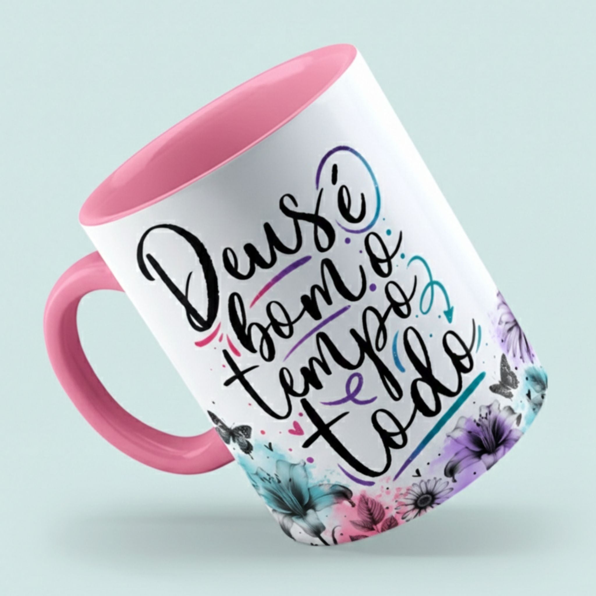 Caneca "Deus é bom o tempo todo"  | Presente de Fé