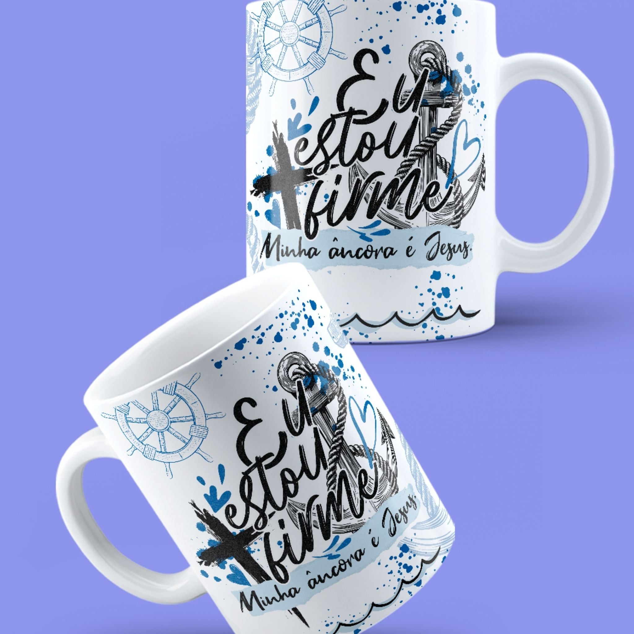 Caneca "Eu estou firme, minha âncora é Jesus " | Presente de Fé