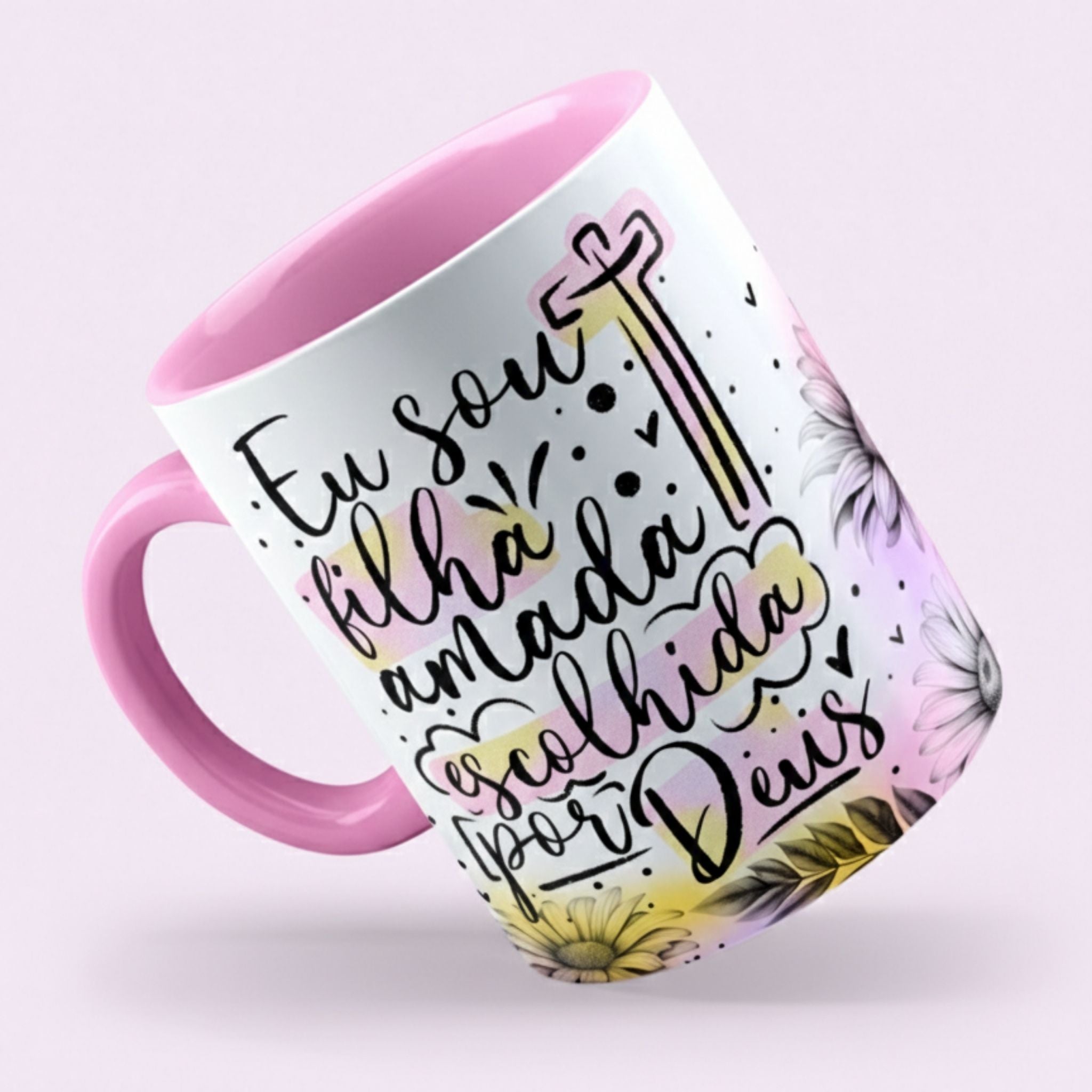 Caneca "Eu sou filha amada escolhida por Deus"  | Presente de Fé