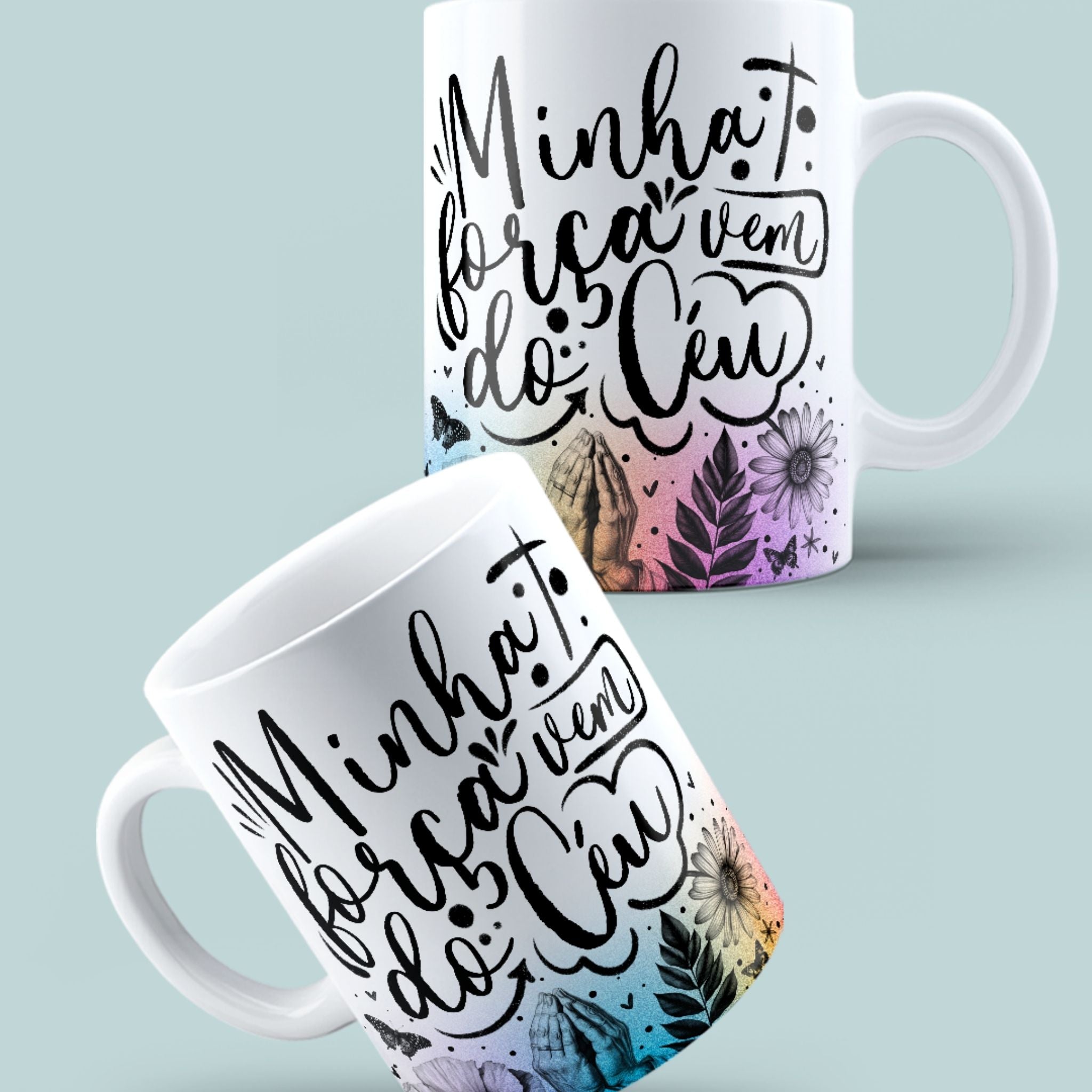 Caneca "Minha força vem do céu" | Presente de Fé