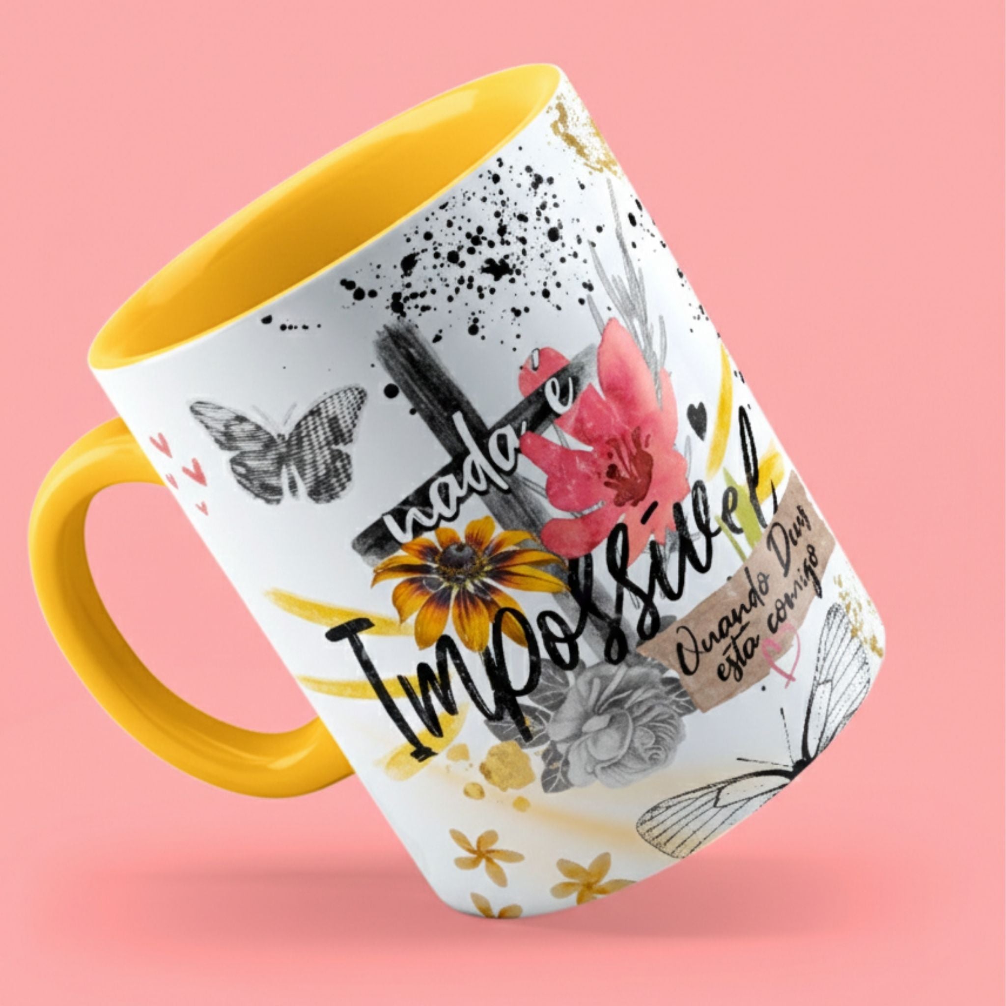Caneca "Nada é impossível quando Deus está comigo" | Presente de Fé