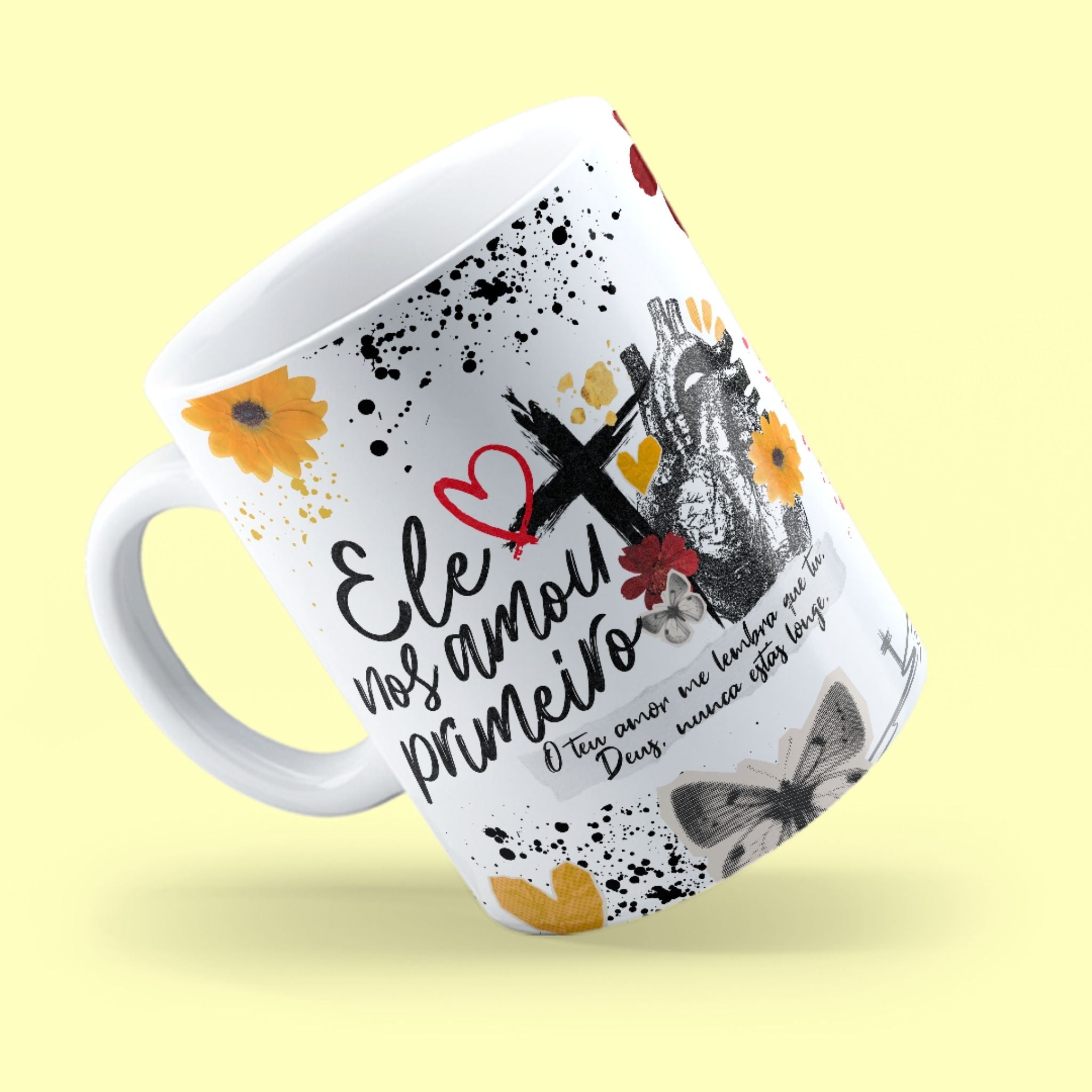 Caneca "O teu amor me lembra que tu Deus, nunca estás longe" | Presente de Fé