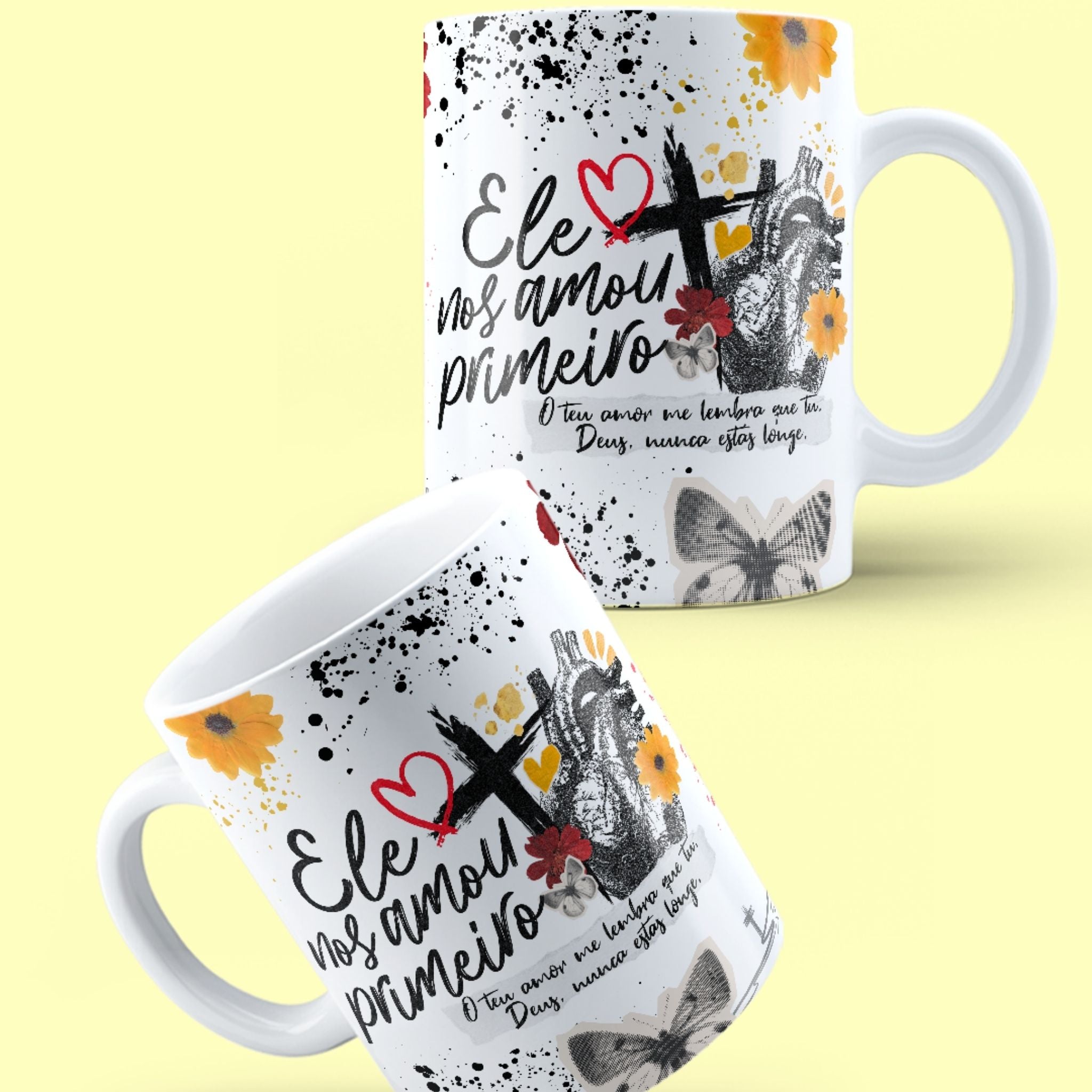 Caneca "O teu amor me lembra que tu Deus, nunca estás longe" | Presente de Fé