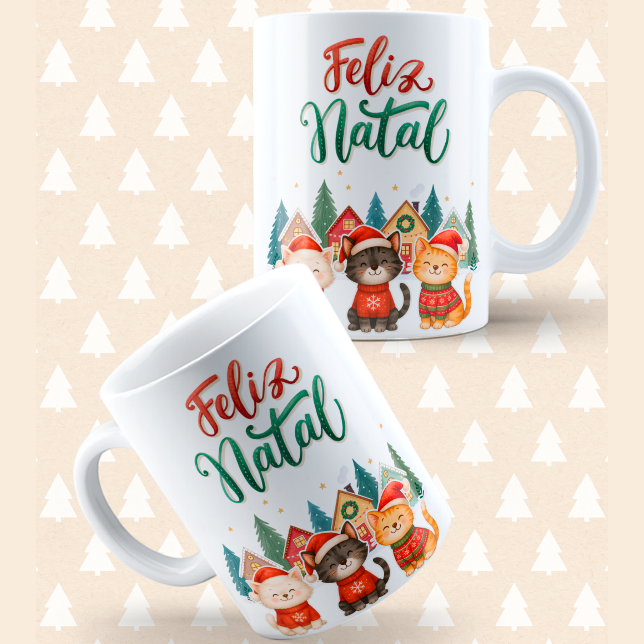 Caneca Feliz Natal Cats Christmas | Coleção Natal