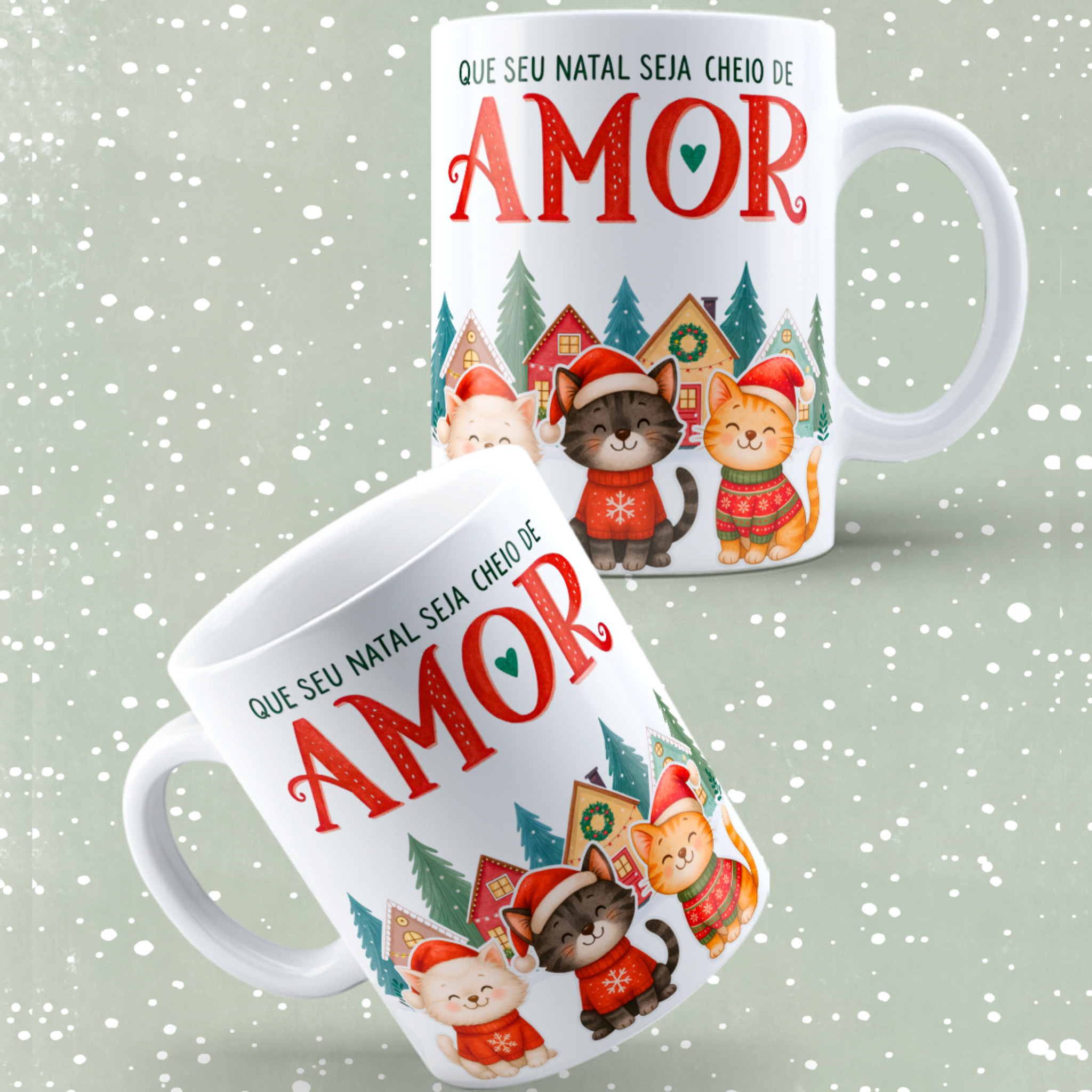 Caneca Feliz Natal Cats  | Coleção Natal