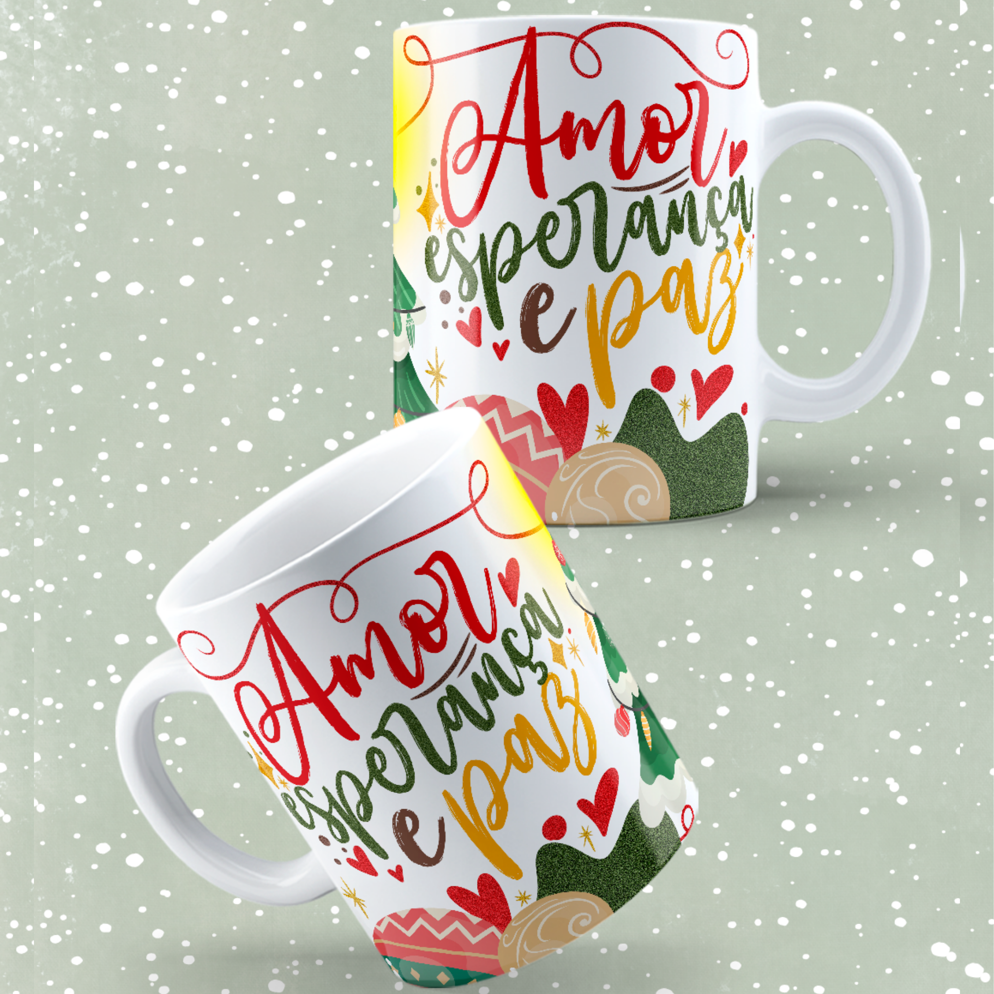 Caneca "Amor, Esperança, Paz" | Coleção Natal | JM Collection