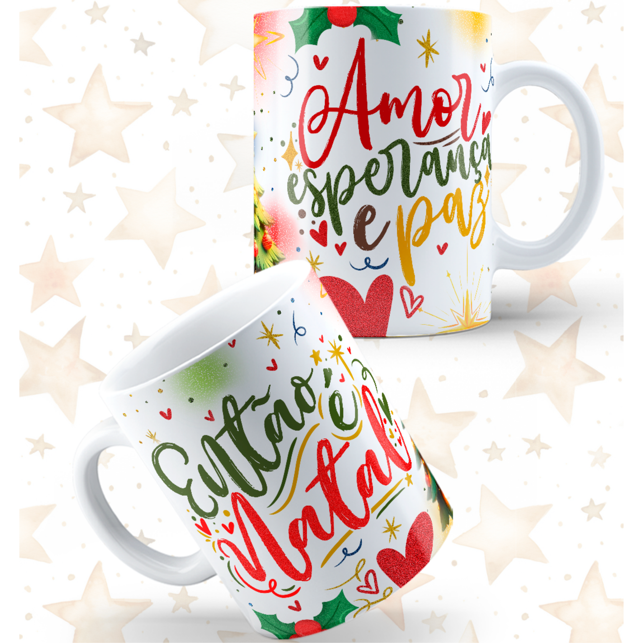 Caneca "Amor, Esperança e Paz" | Coleção Natal