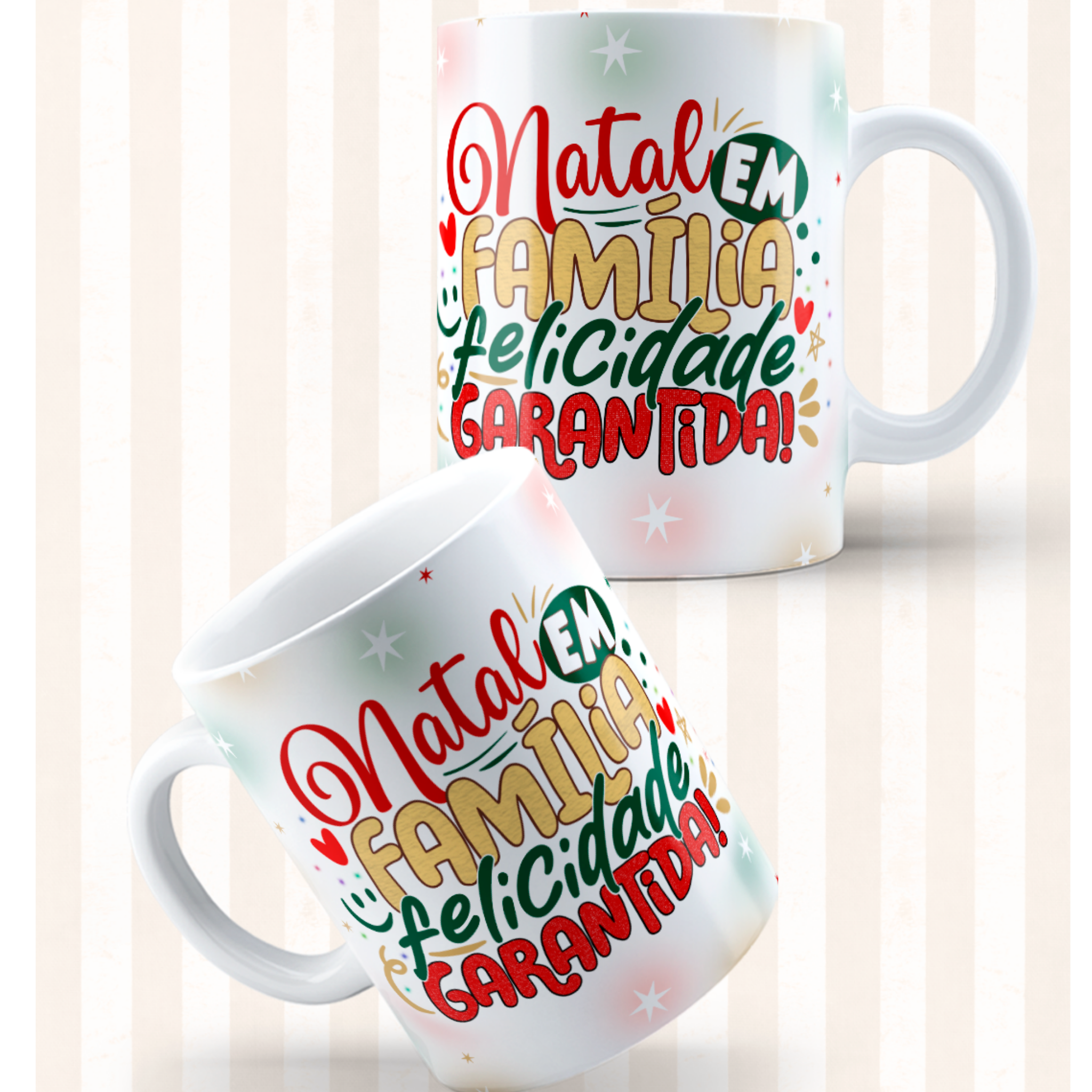 Caneca "Natal em Família Felicidade Garantida" | Coleção Natal