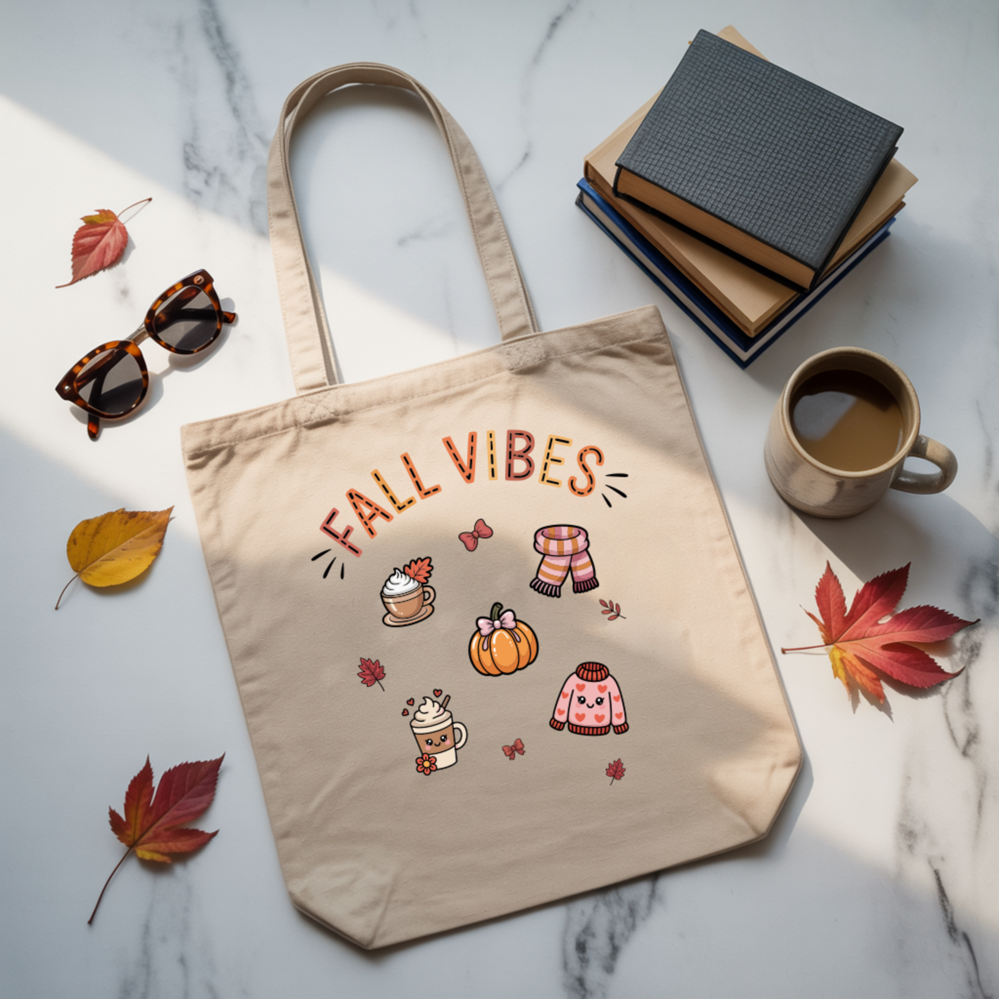 Tote Bag Fall Vibes Autumn | Saco 100% Algodão 180g - Coleção Halloween
